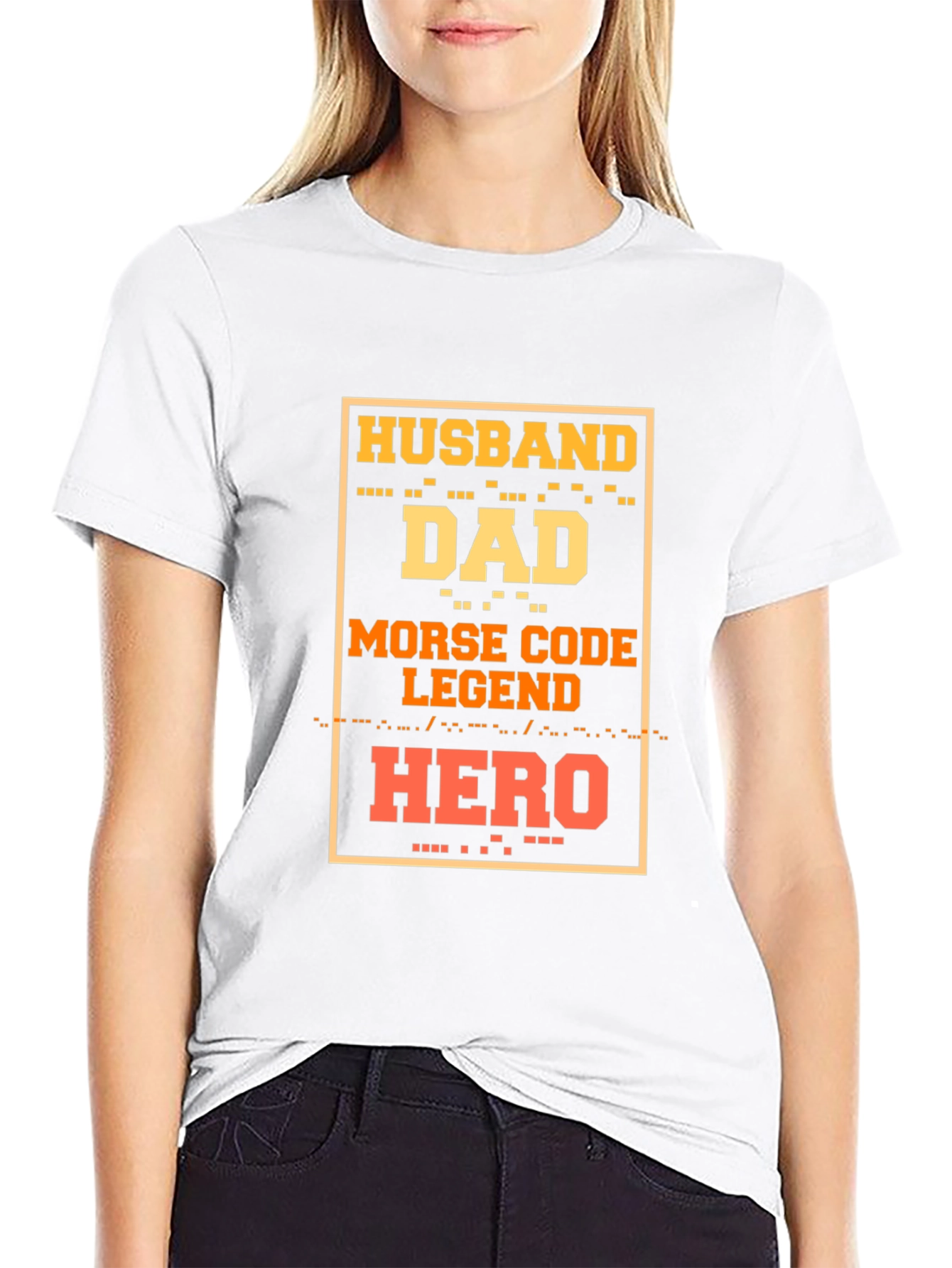Husband Dad Hero Morse Code Legend T-Shirt