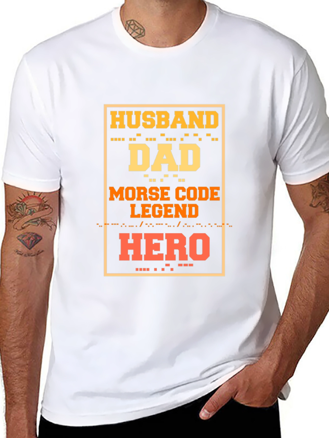 Husband Dad Hero Morse Code Legend T-Shirt