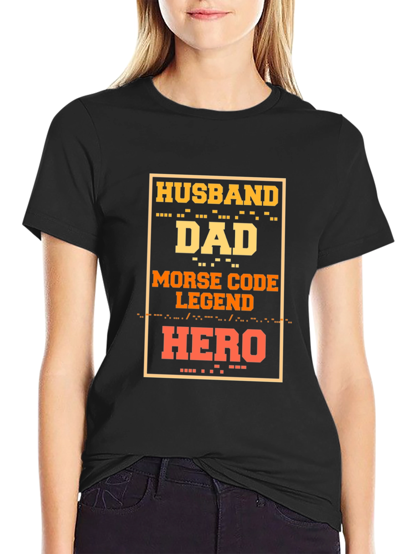 Husband Dad Hero Morse Code Legend T-Shirt