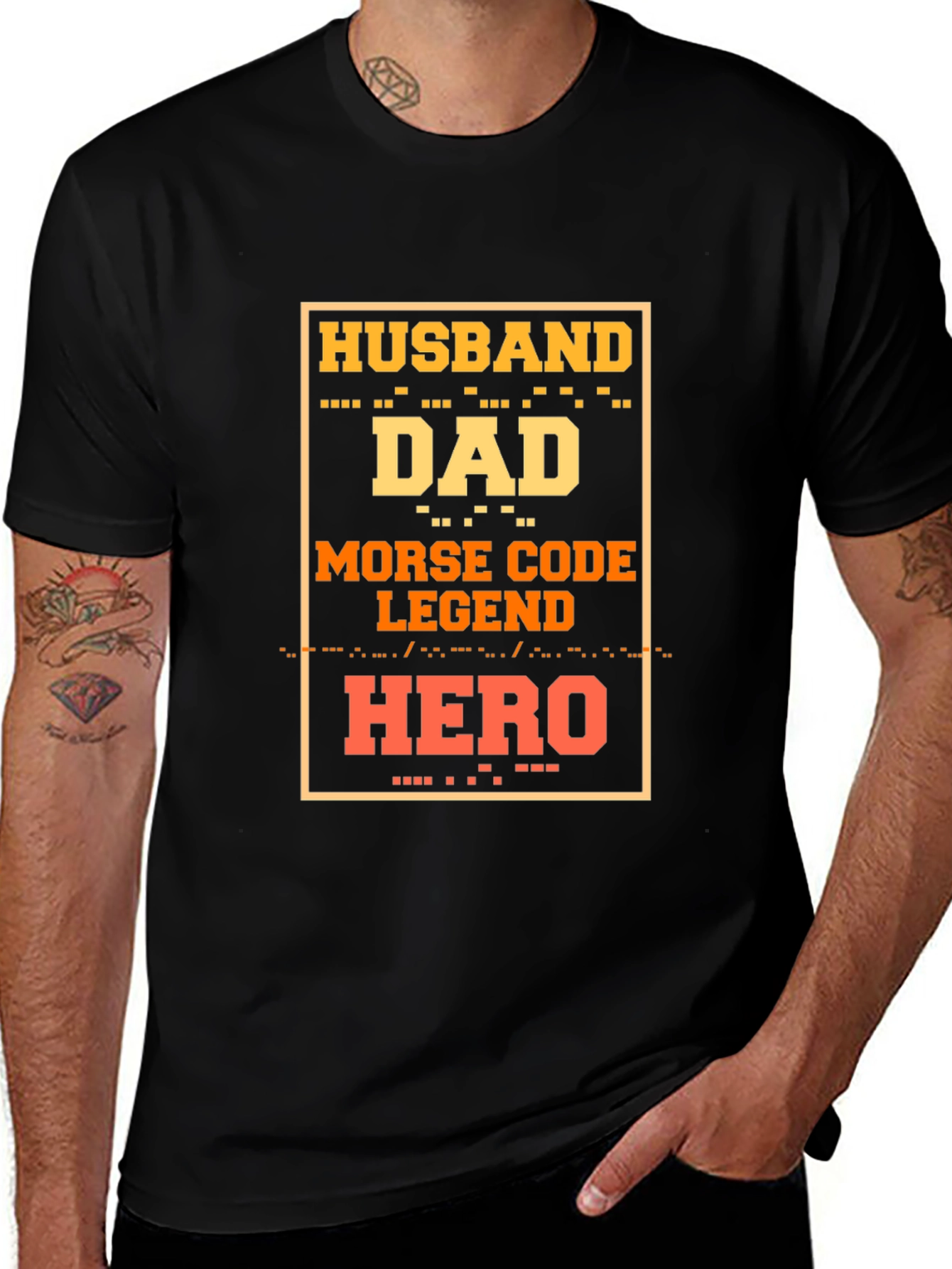 Husband Dad Hero Morse Code Legend T-Shirt