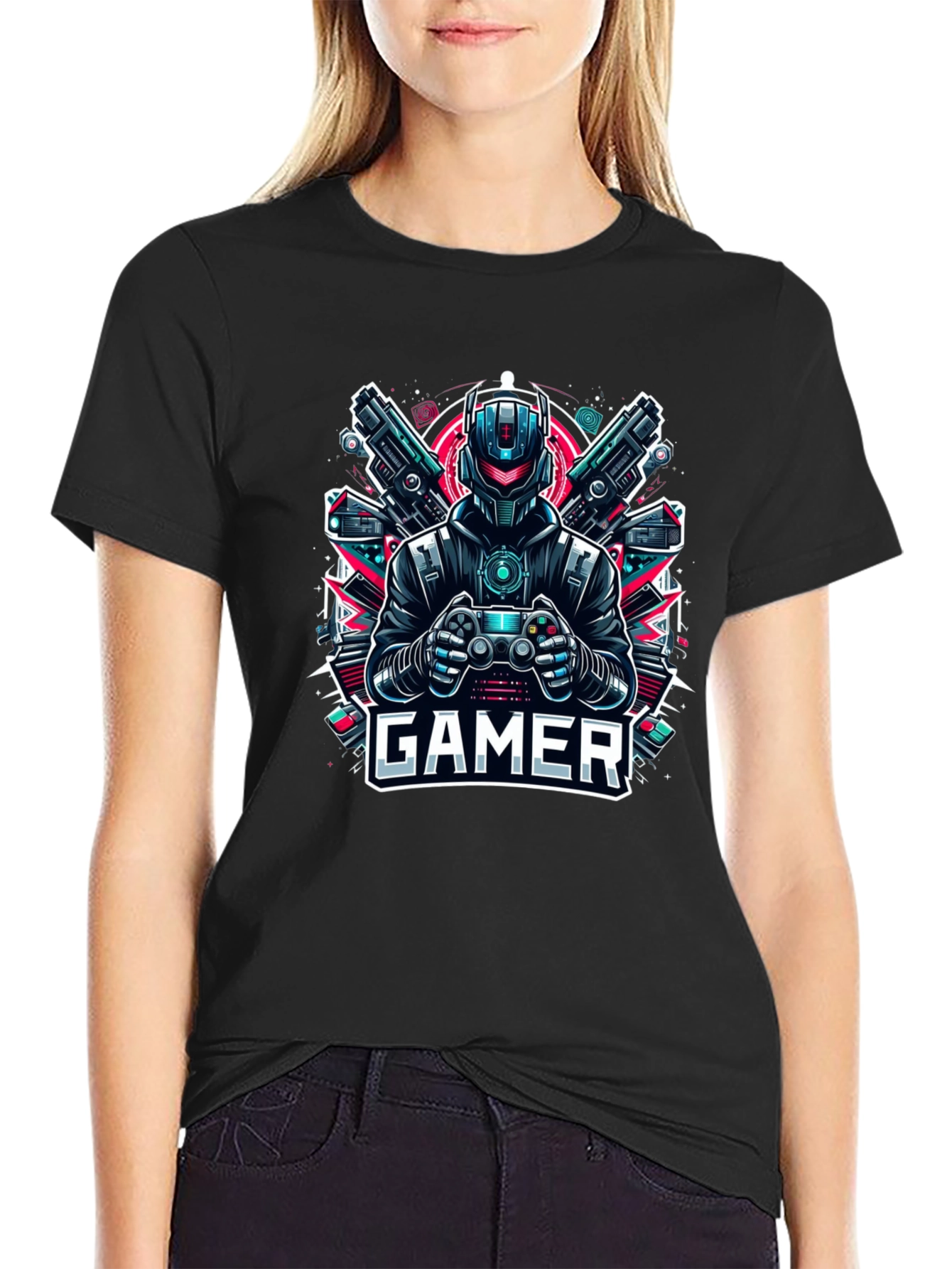 Gamer T-Shirt - Robot & Guns Design