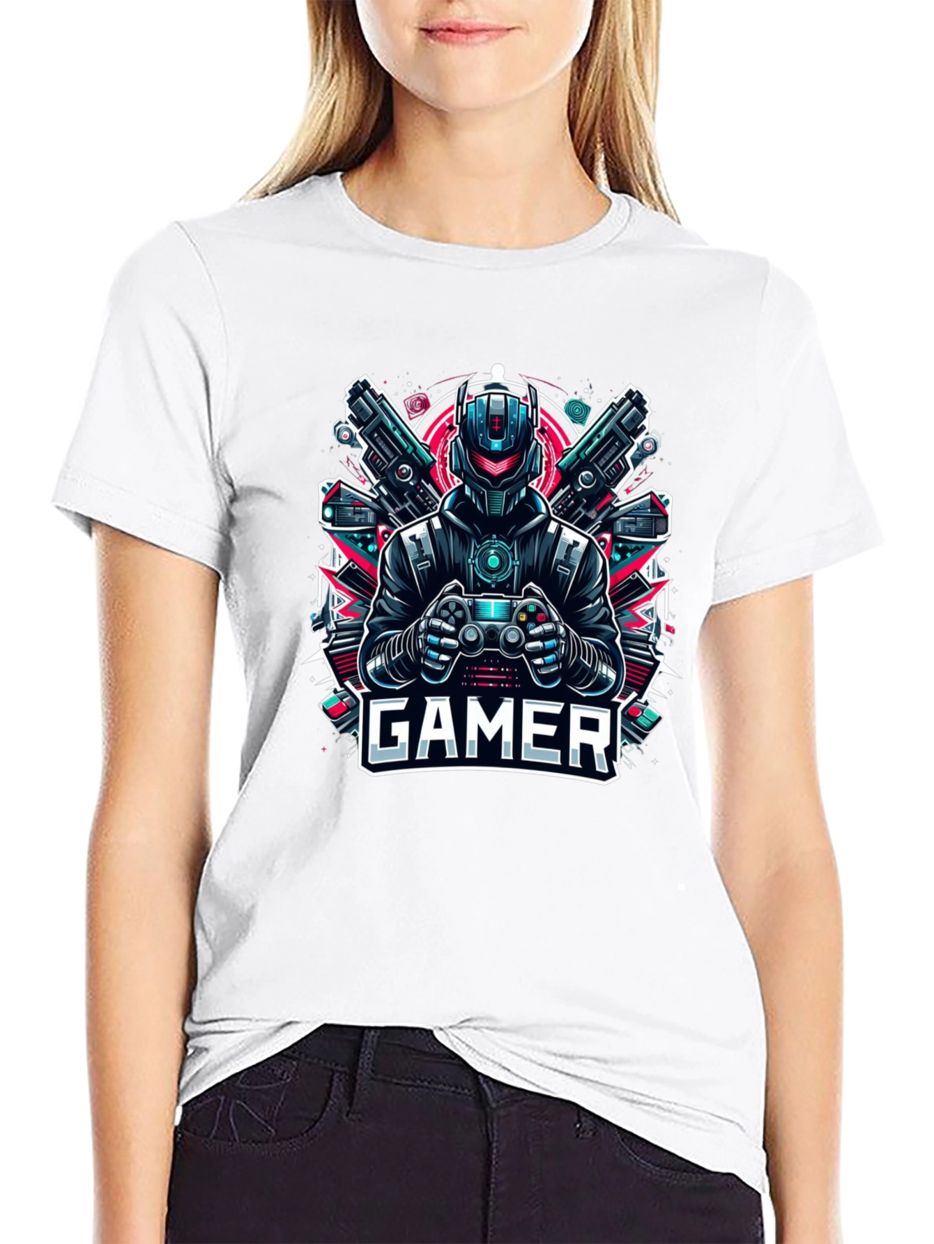 Gamer T-Shirt - Robot & Guns Design