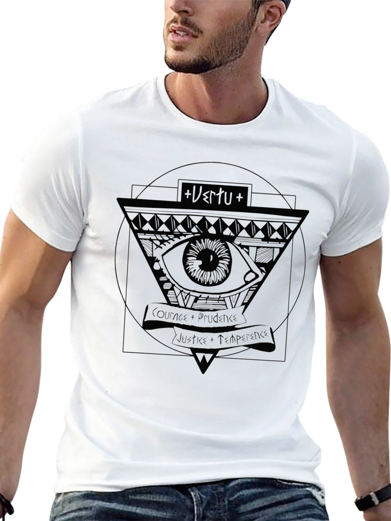 Mens Black T-Shirt with Eye Graphic