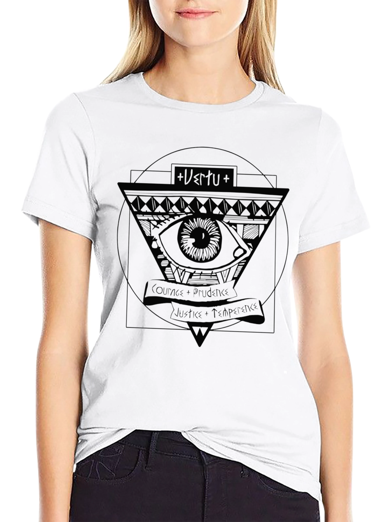 Mens Black T-Shirt with Eye Graphic