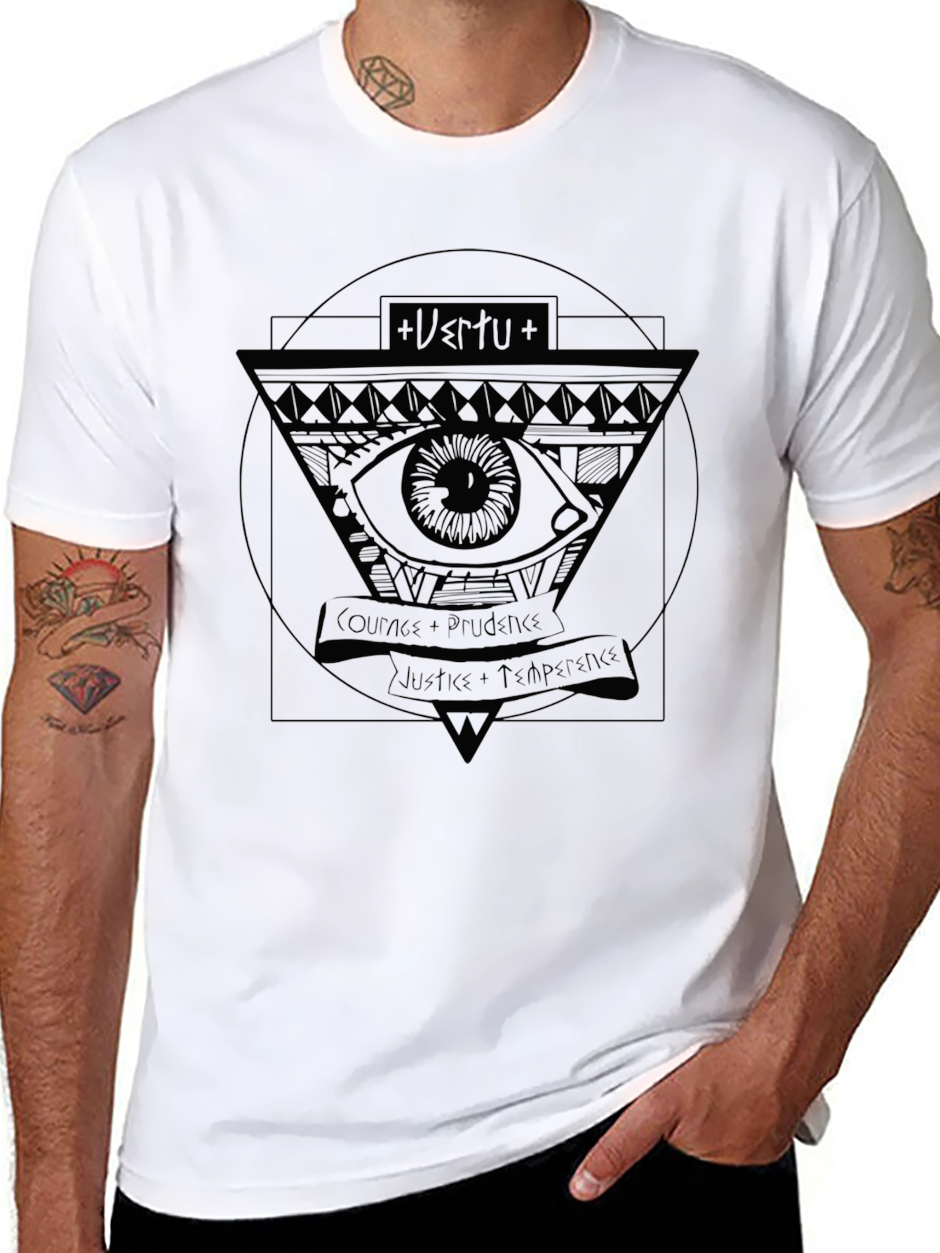 Mens Black T-Shirt with Eye Graphic