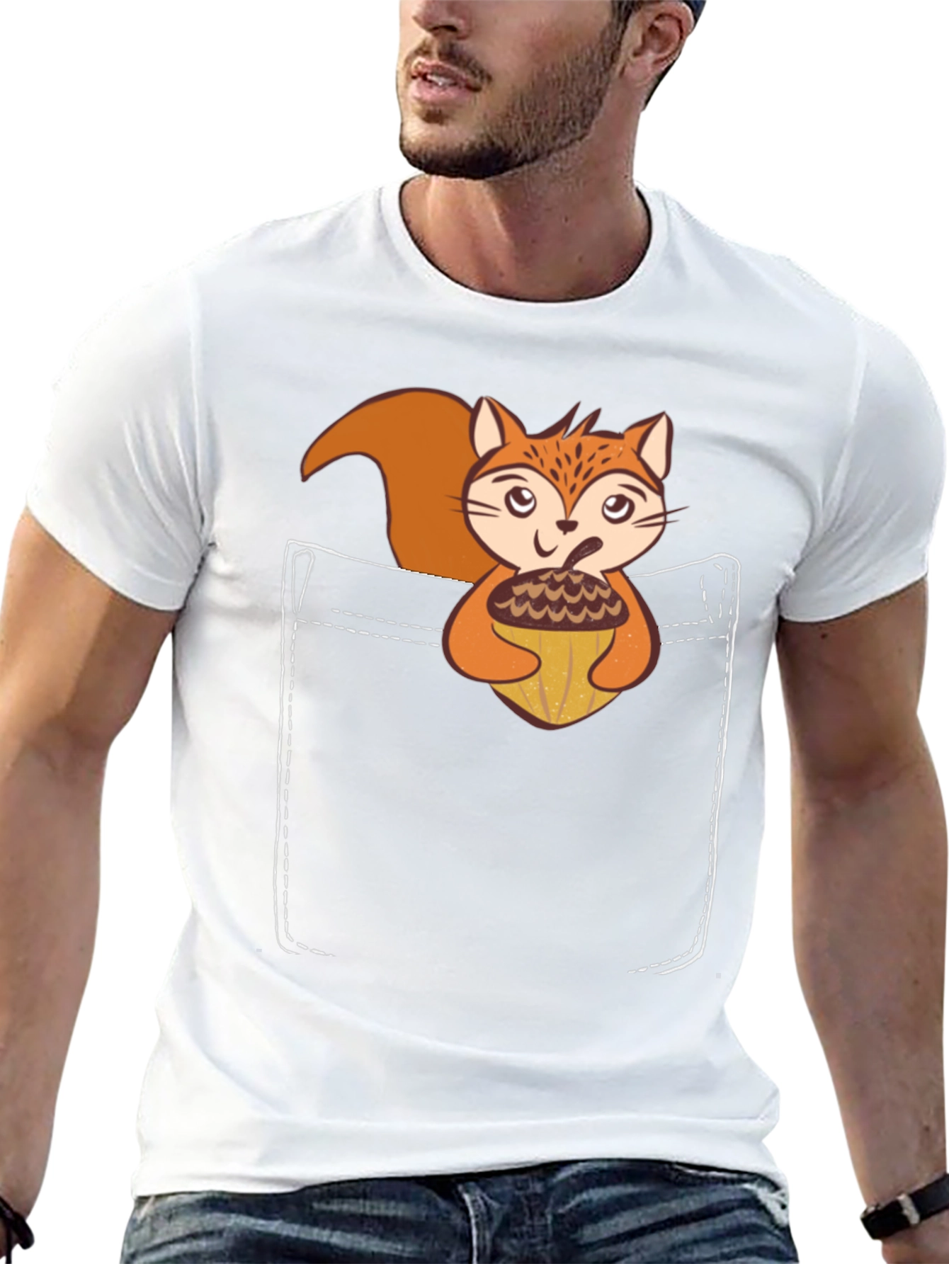Squirrel Pocket T-Shirt: Cute Animal Graphic Tee