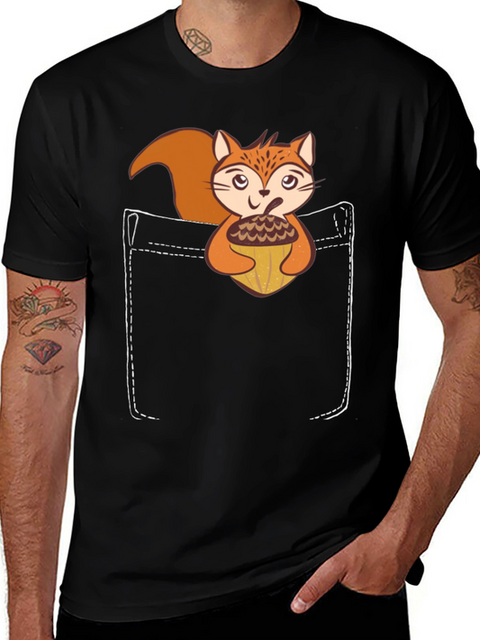 Squirrel Pocket T-Shirt: Cute Animal Graphic Tee