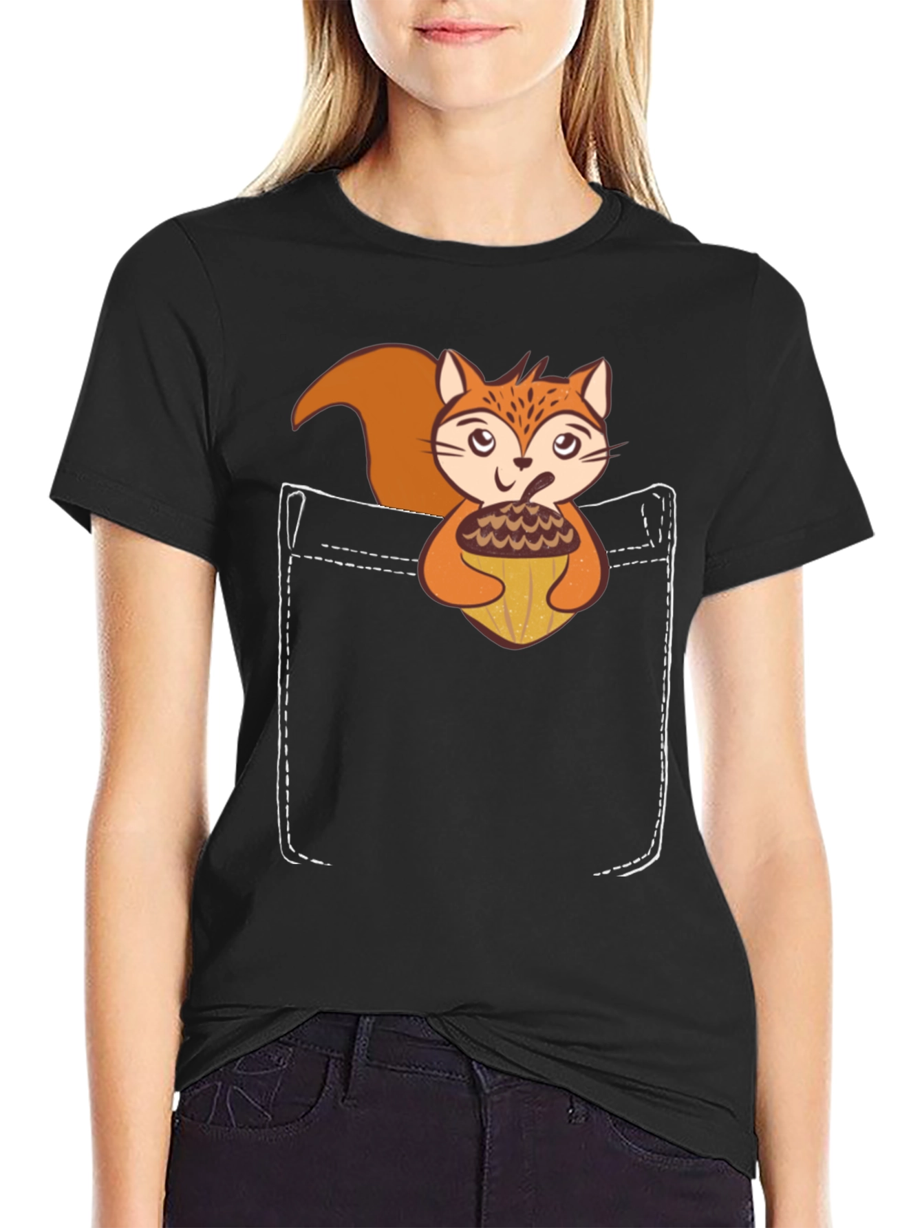 Squirrel Pocket T-Shirt: Cute Animal Graphic Tee
