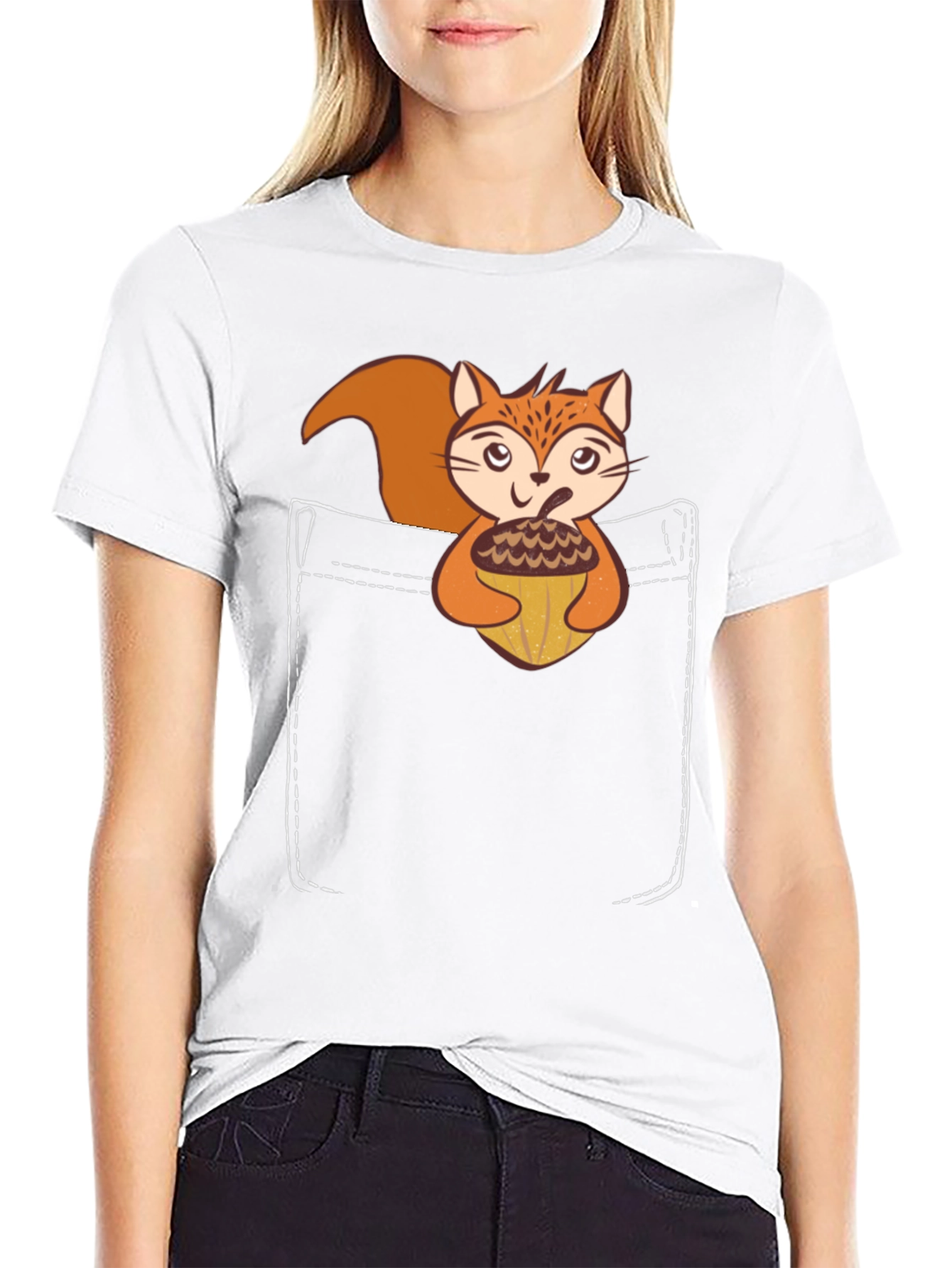 Squirrel Pocket T-Shirt: Cute Animal Graphic Tee