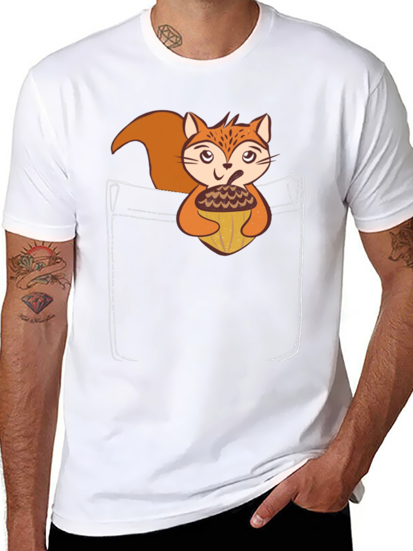 Squirrel Pocket T-Shirt: Cute Animal Graphic Tee