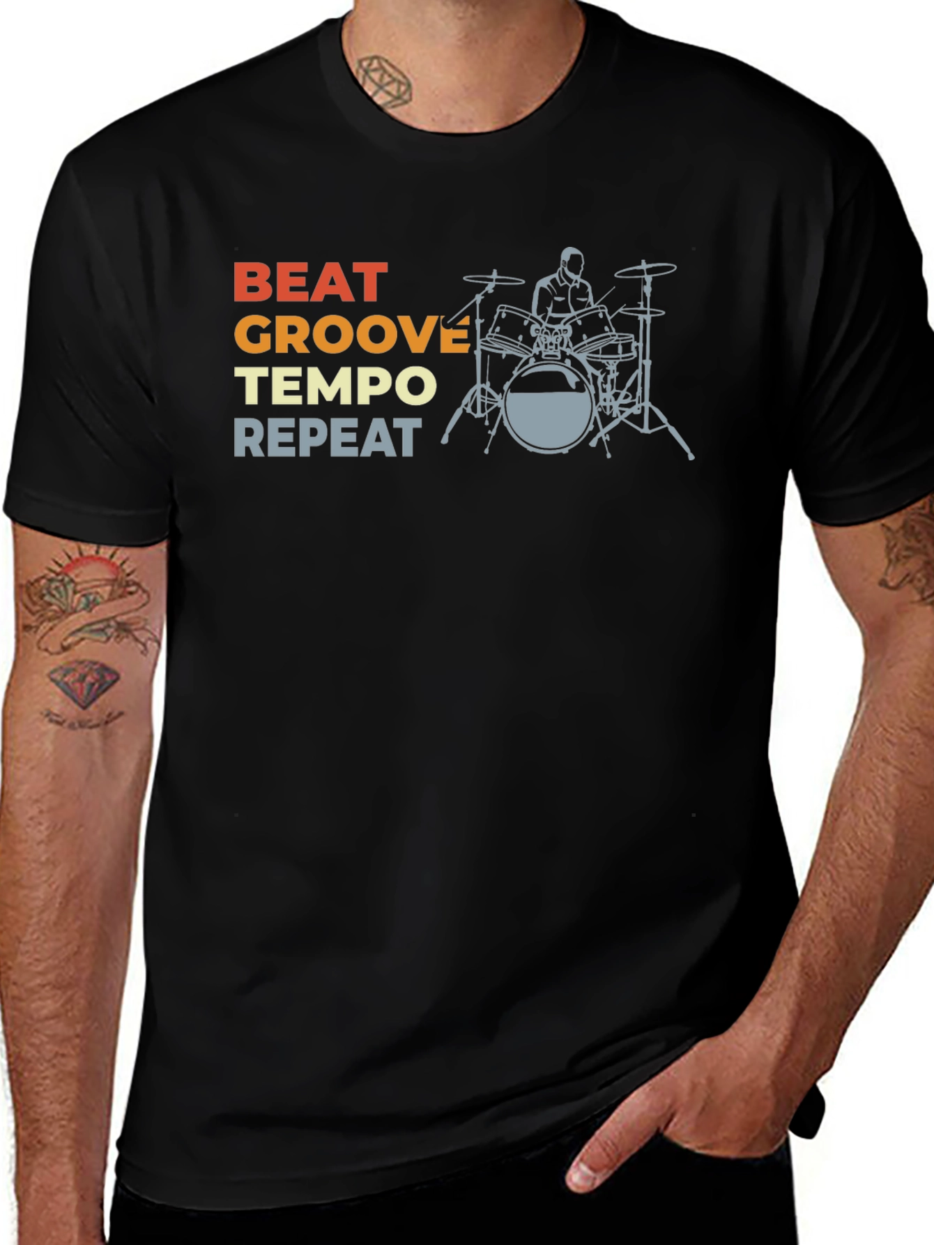 Beat Groove Tempo Repeat Drummer T-Shirt