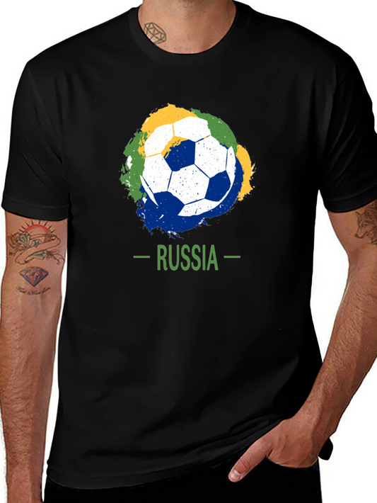 Russia Soccer T-Shirt: Black Tee with Ball Graphic