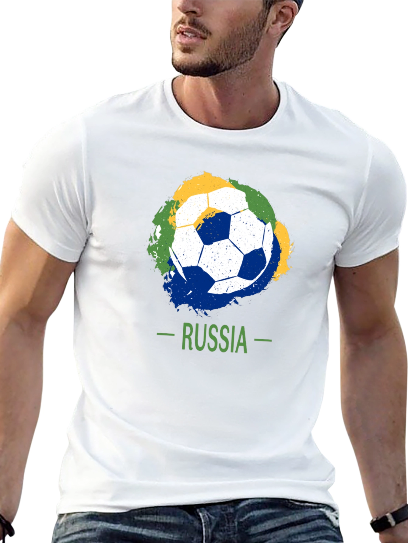 Russia Soccer T-Shirt: Black Tee with Ball Graphic