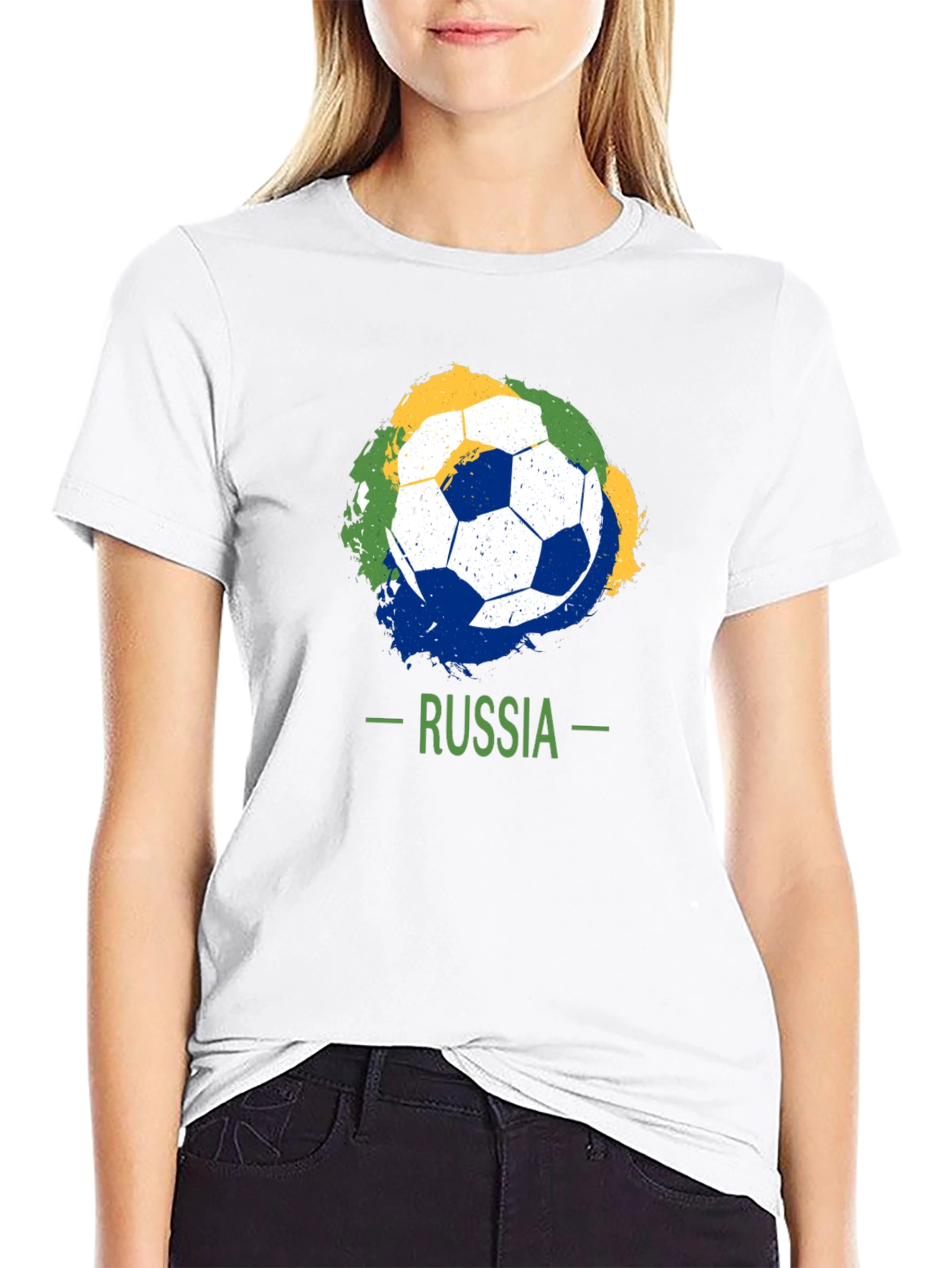 Russia Soccer T-Shirt: Black Tee with Ball Graphic