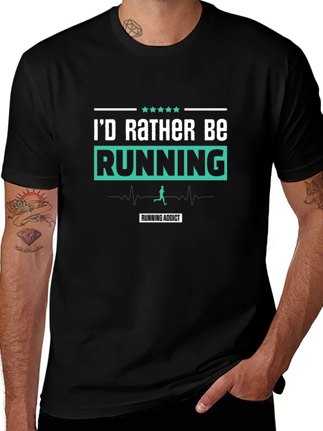 Id Rather Be Running T-Shirt Running Addict Black