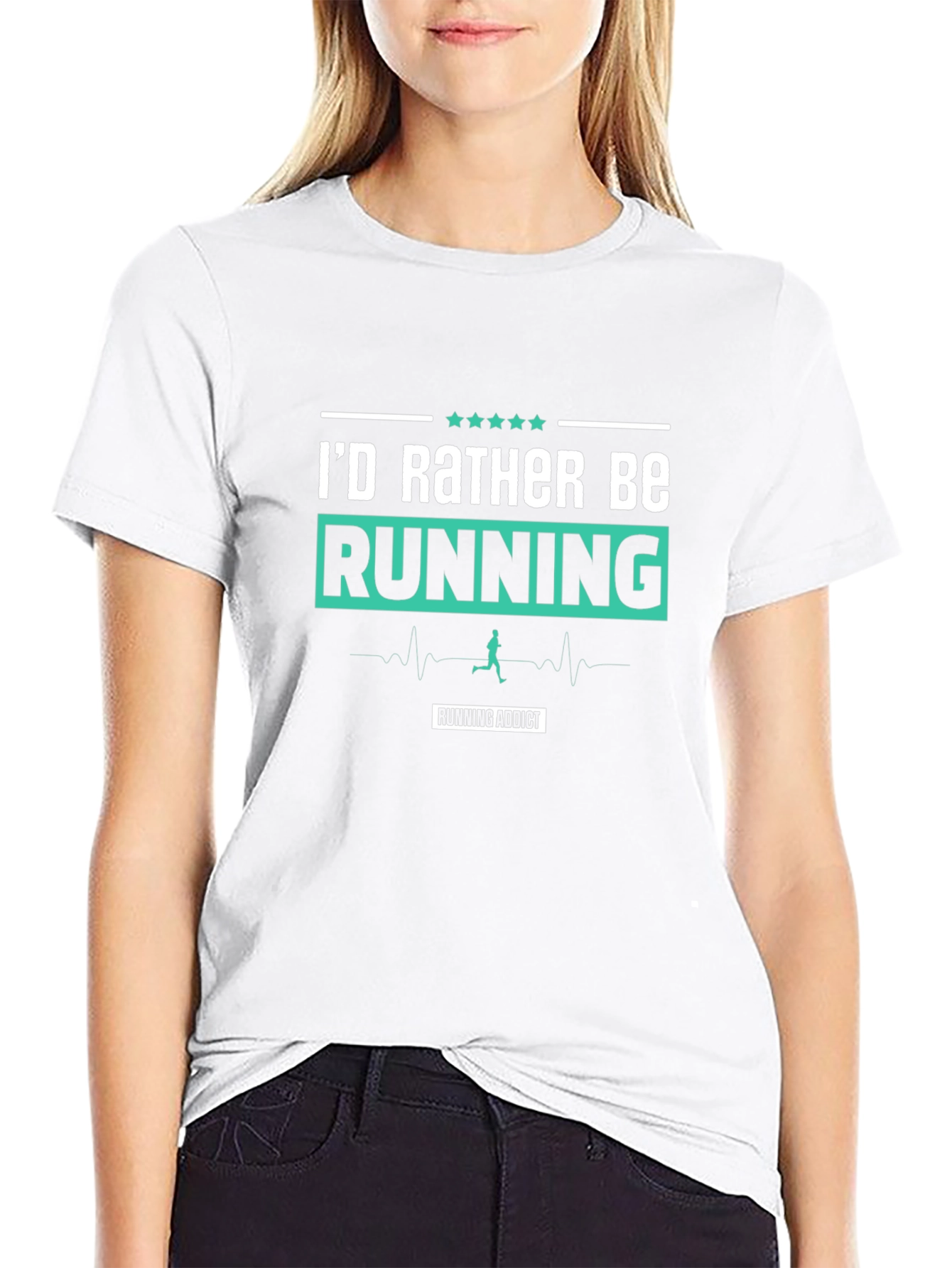 Id Rather Be Running T-Shirt Running Addict Black