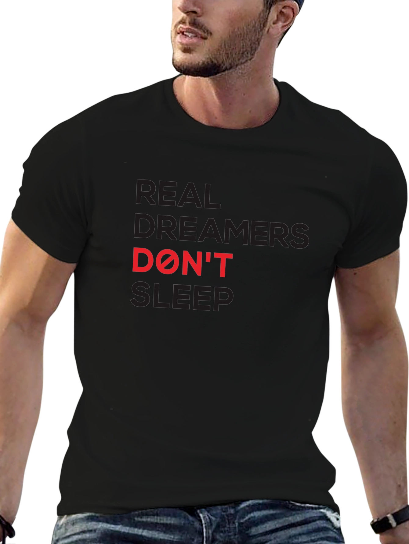 Real Dreamers Graphic Tee - Black Cotton T-Shirt