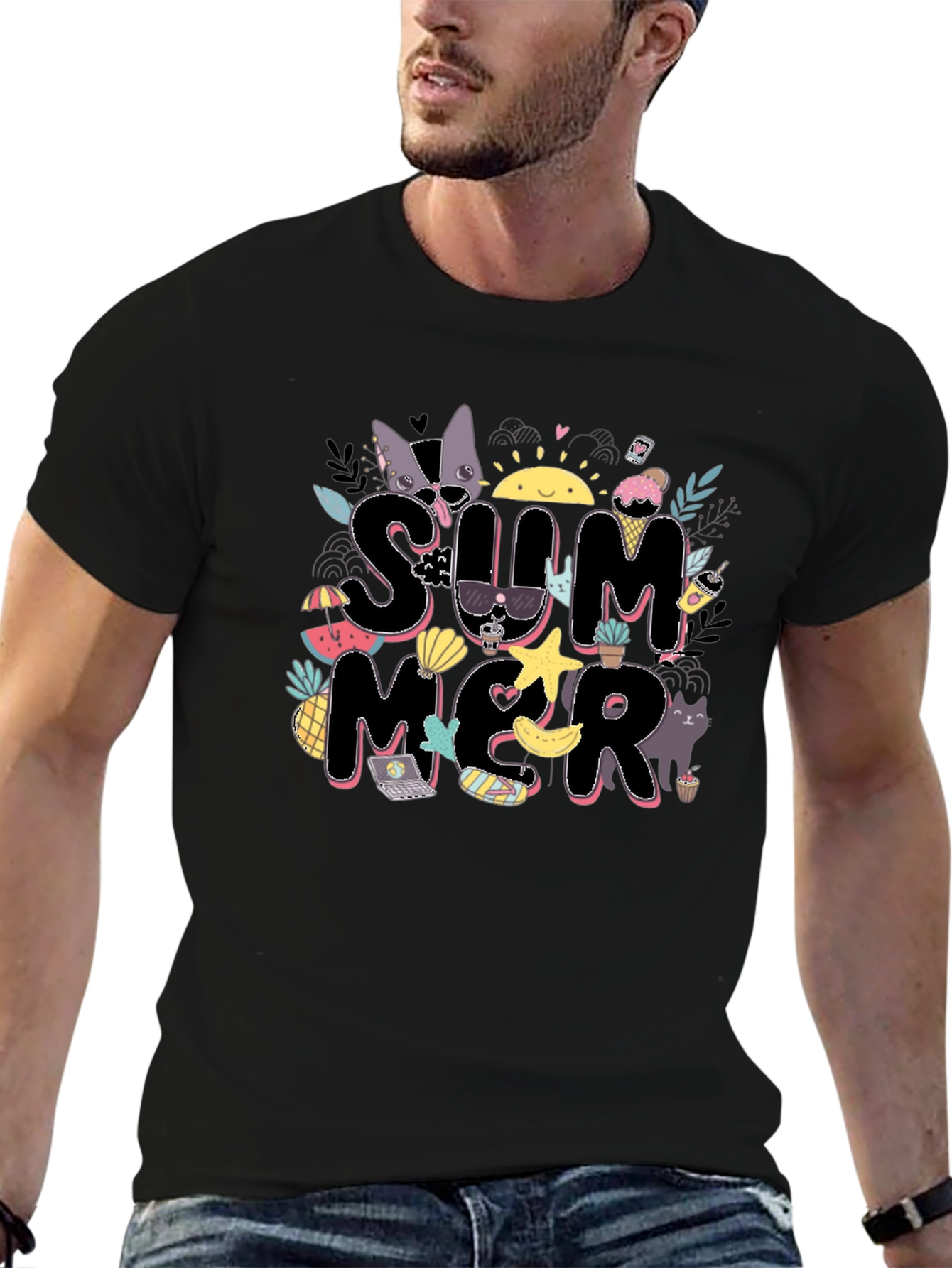 Summer Graphic T-Shirt - Black