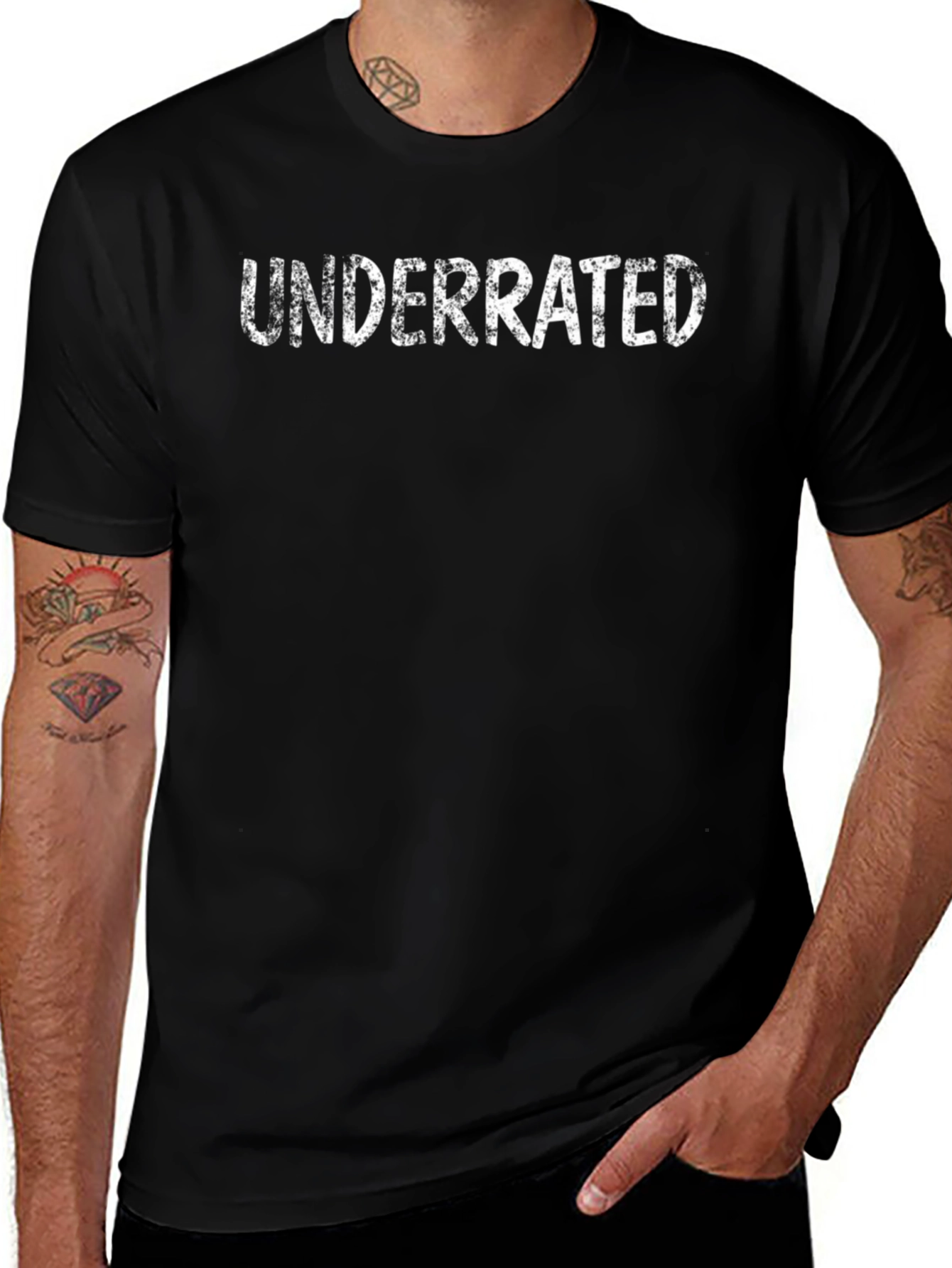 Underrated Graphic Print Black T-Shirt