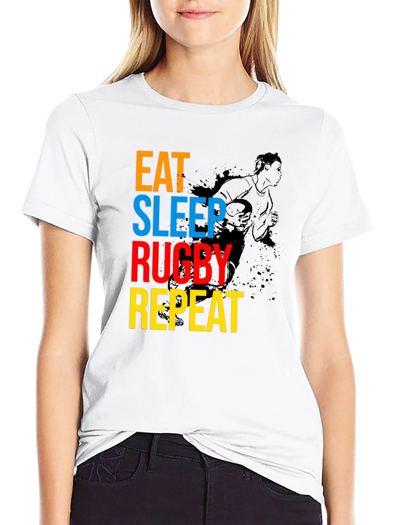 Eat Sleep Rugby Repeat Graphic Tee