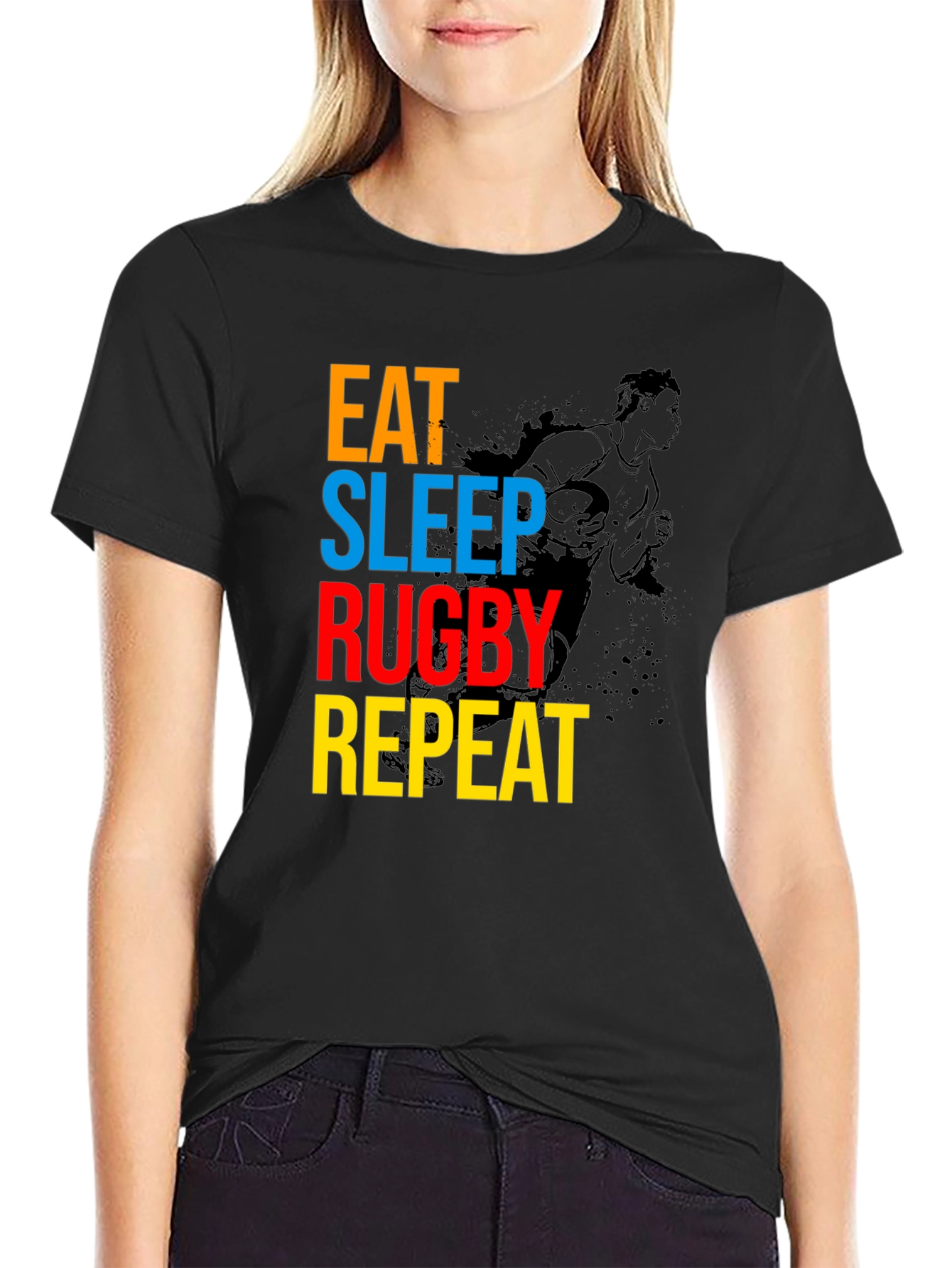 Eat Sleep Rugby Repeat Graphic Tee
