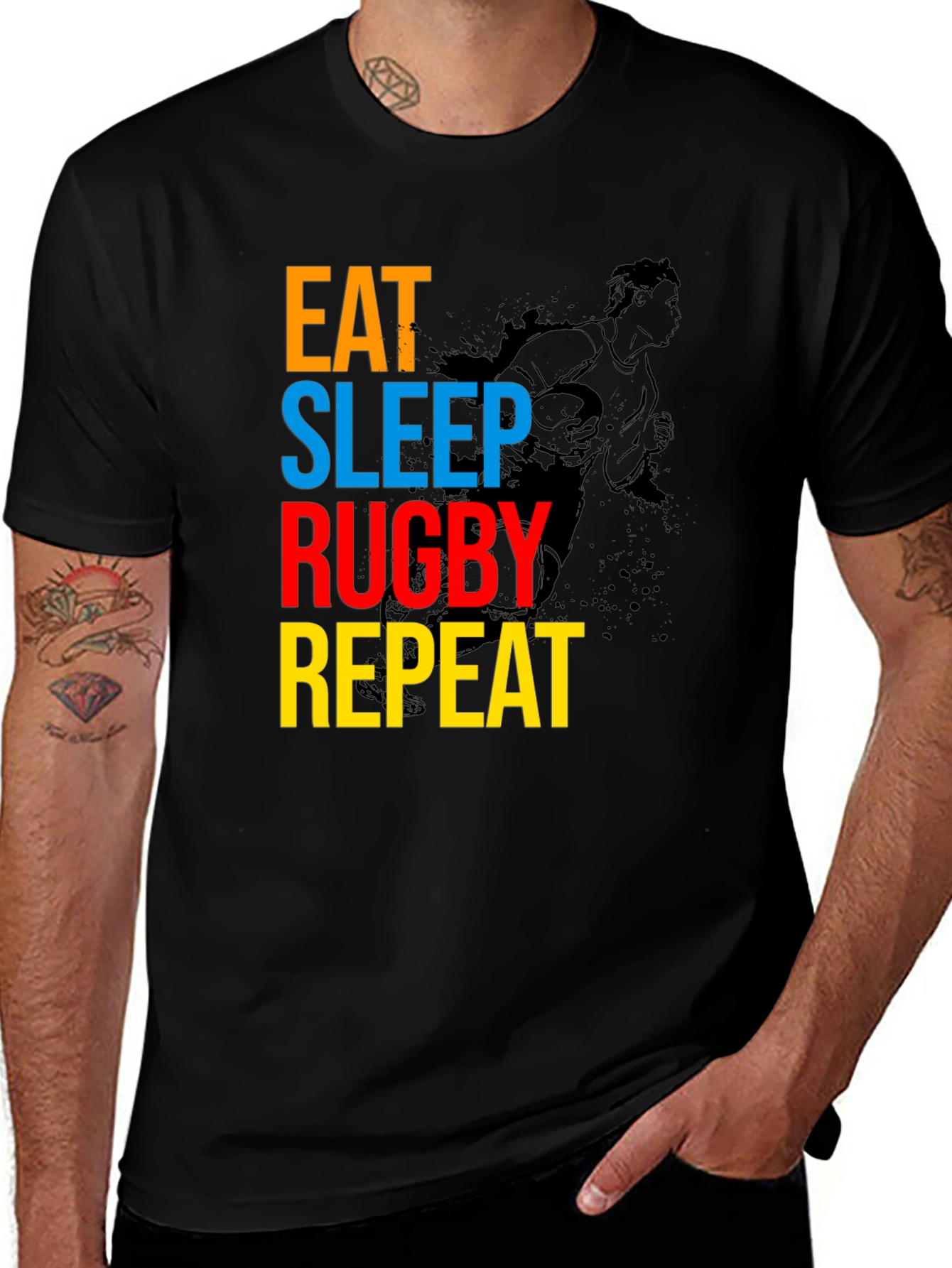Eat Sleep Rugby Repeat Graphic Tee