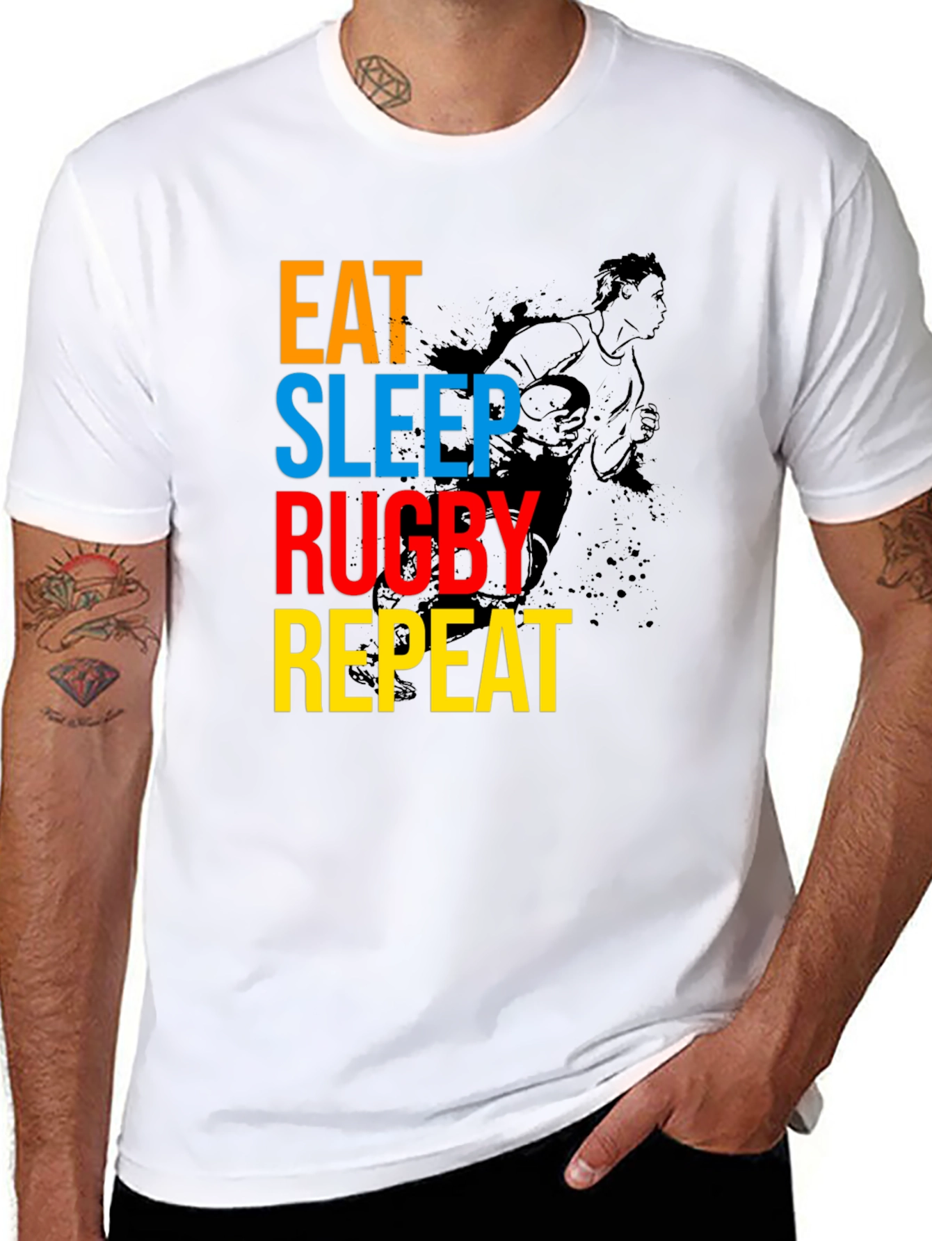 Eat Sleep Rugby Repeat Graphic Tee