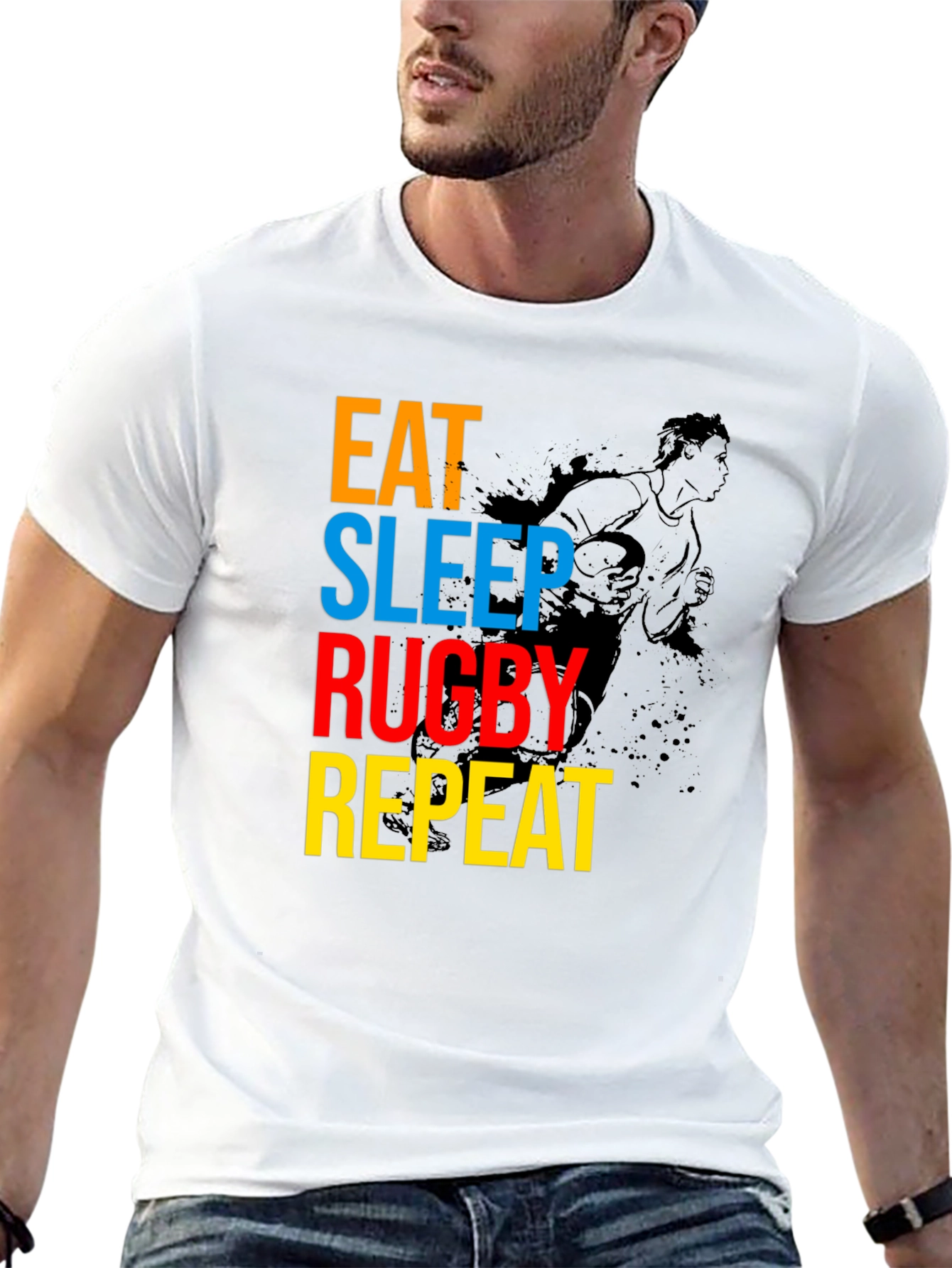 Eat Sleep Rugby Repeat Graphic Tee