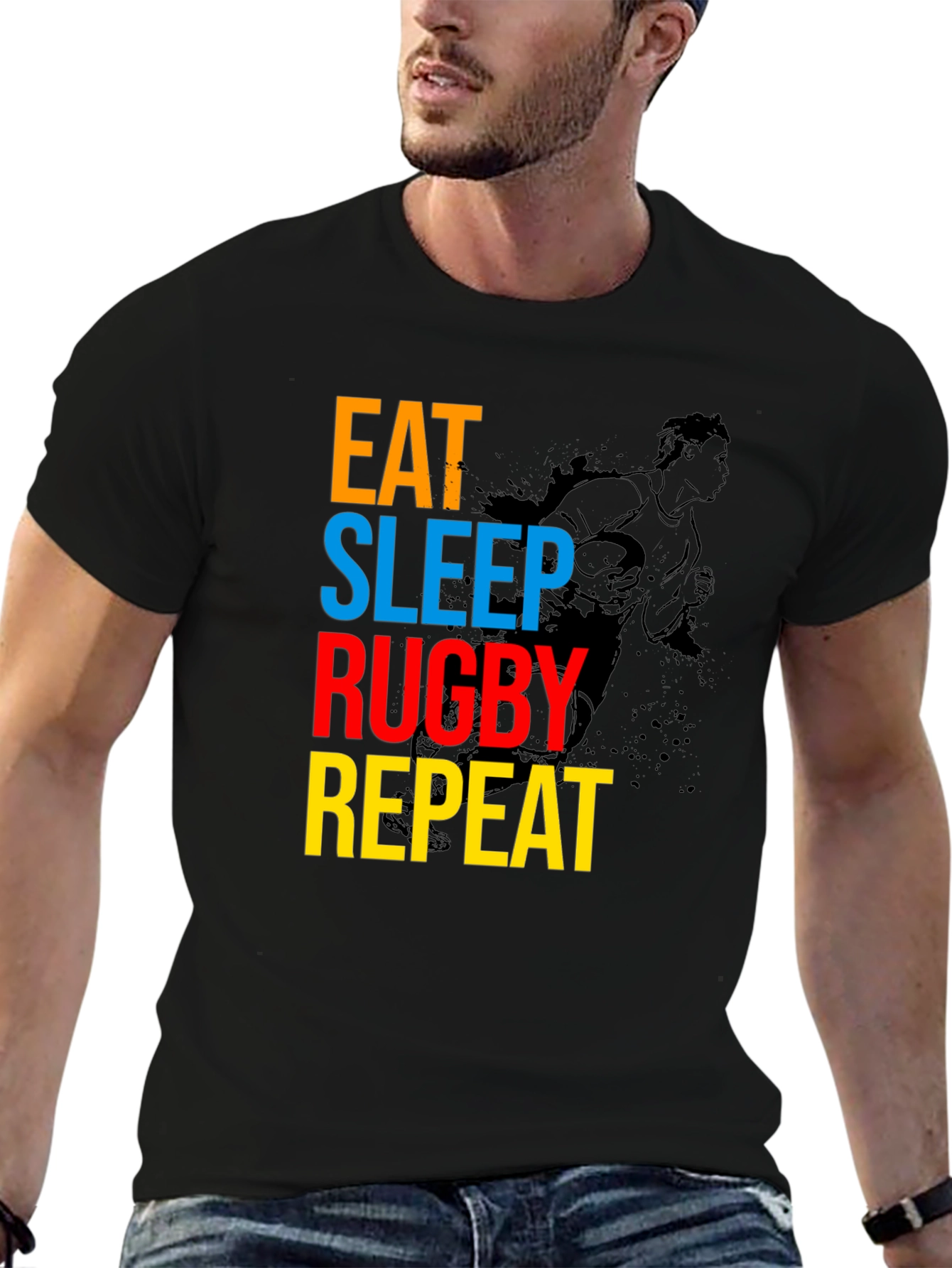 Eat Sleep Rugby Repeat Graphic Tee