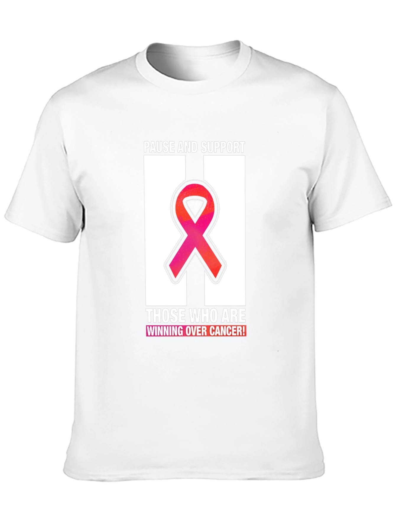 Pause and Support Cancer Awareness Ribbon T-Shirt