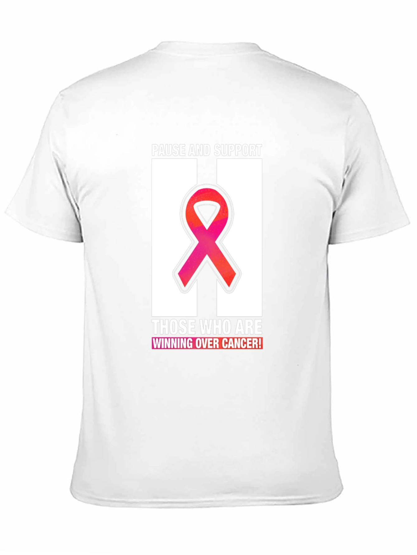 Pause and Support Cancer Awareness Ribbon T-Shirt