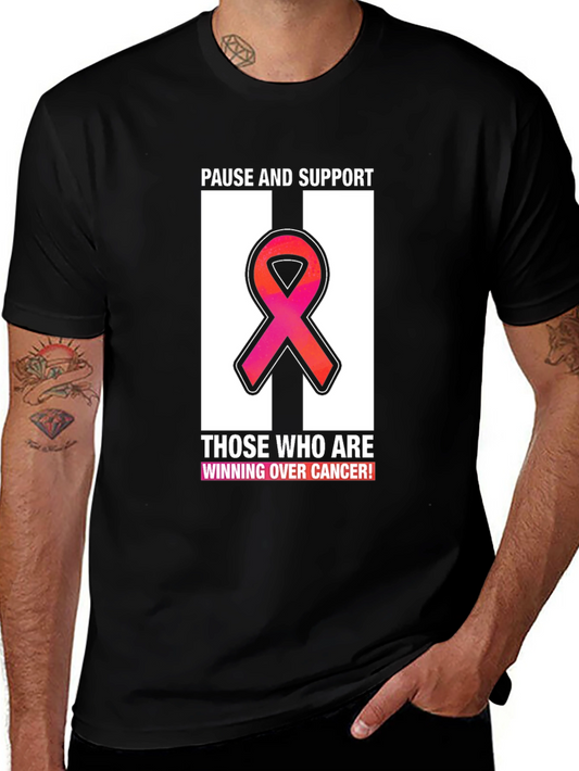 Pause and Support Cancer Awareness Ribbon T-Shirt