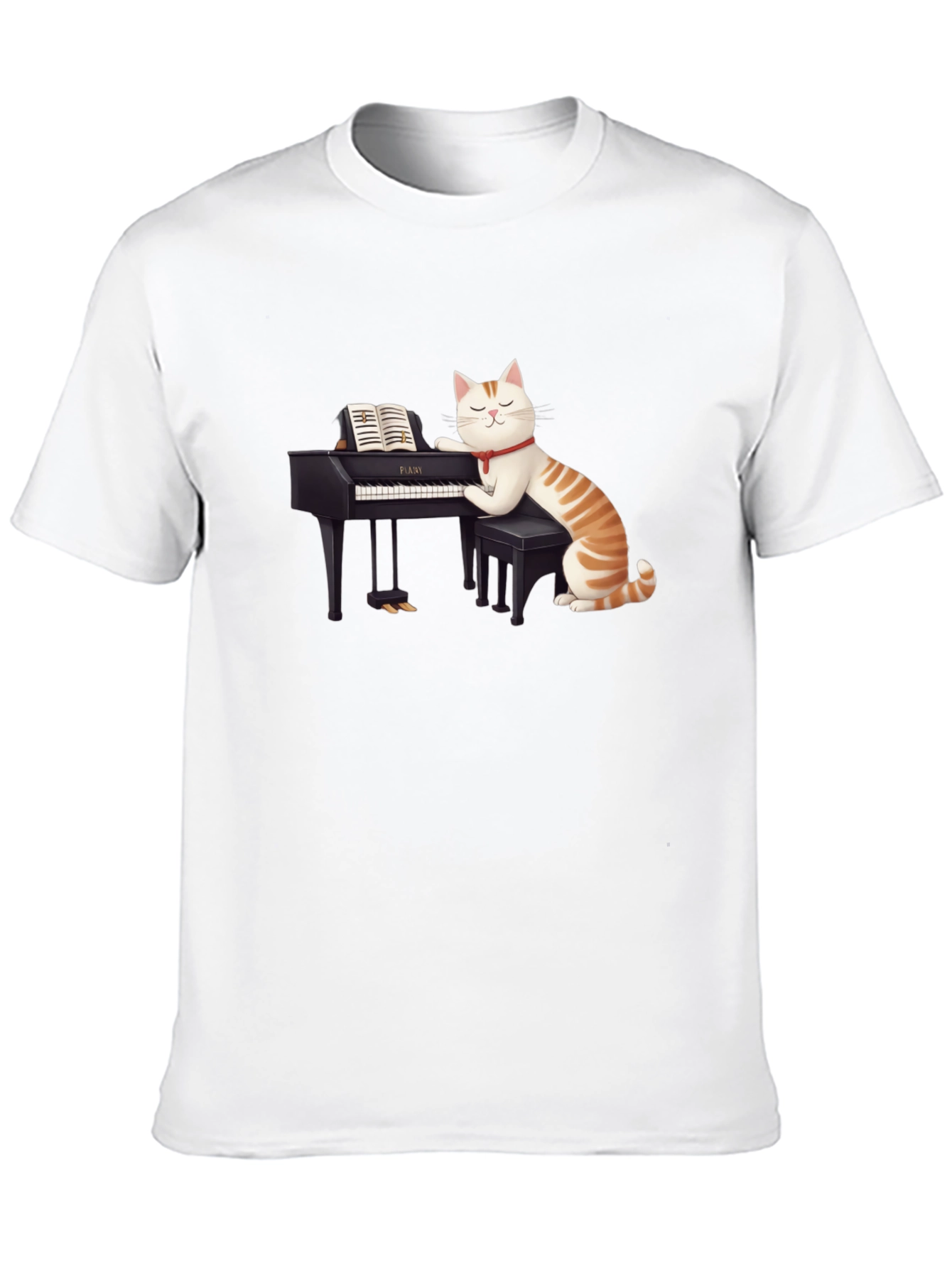 Cat Playing Piano T-Shirt - Unique Graphic Tee