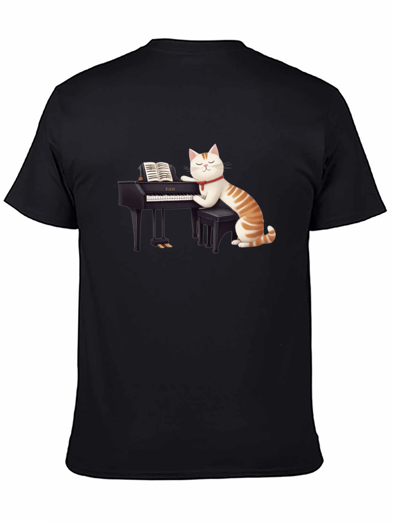 Cat Playing Piano T-Shirt - Unique Graphic Tee