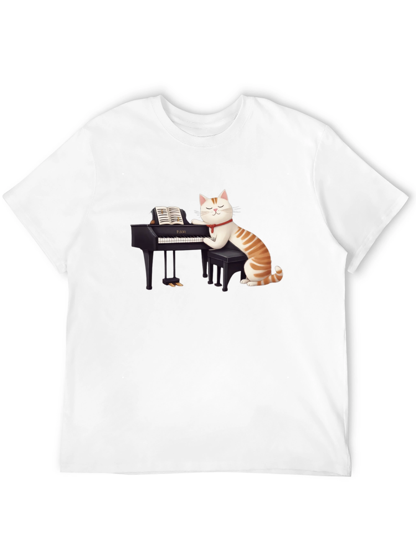 Cat Playing Piano T-Shirt - Unique Graphic Tee