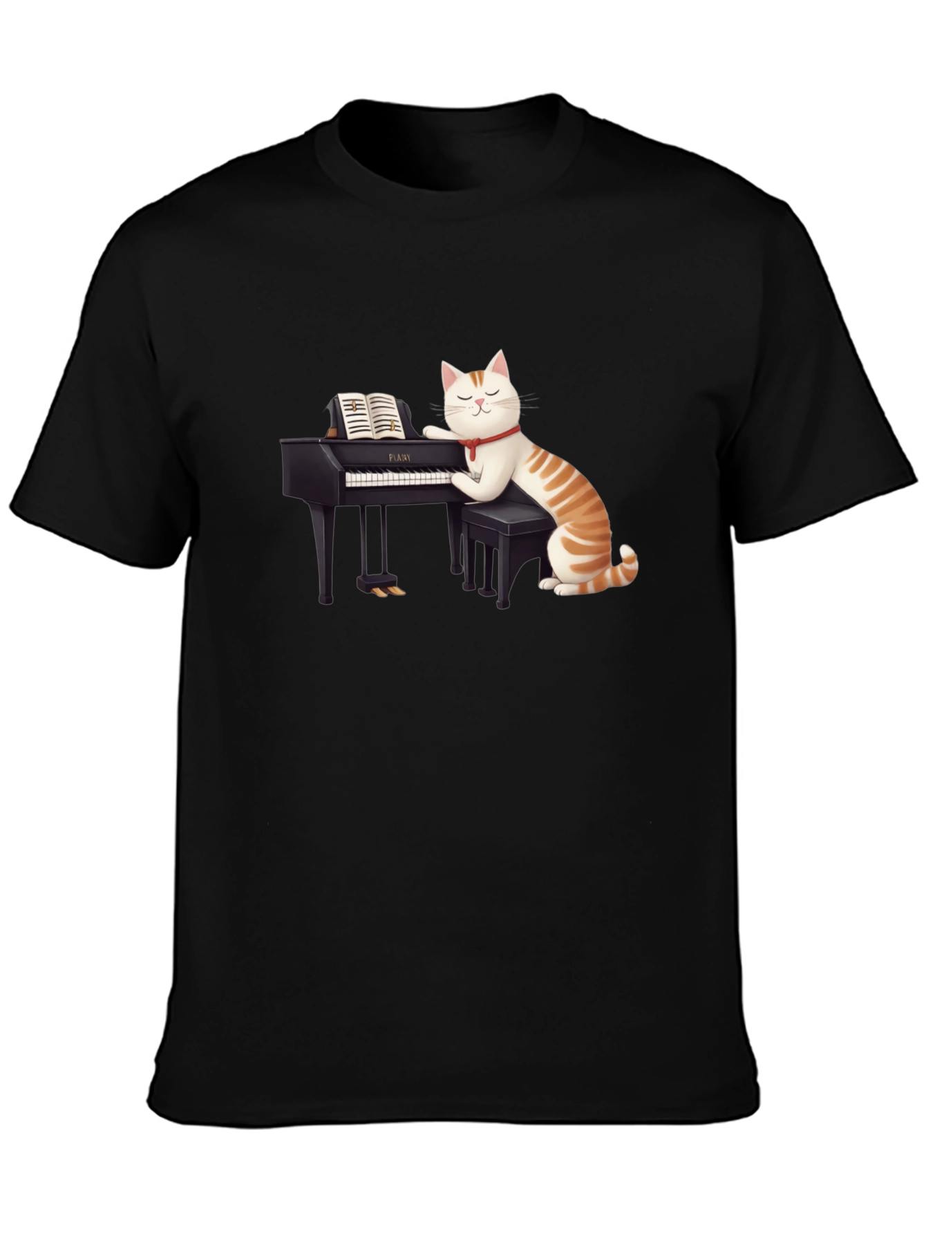 Cat Playing Piano T-Shirt - Unique Graphic Tee
