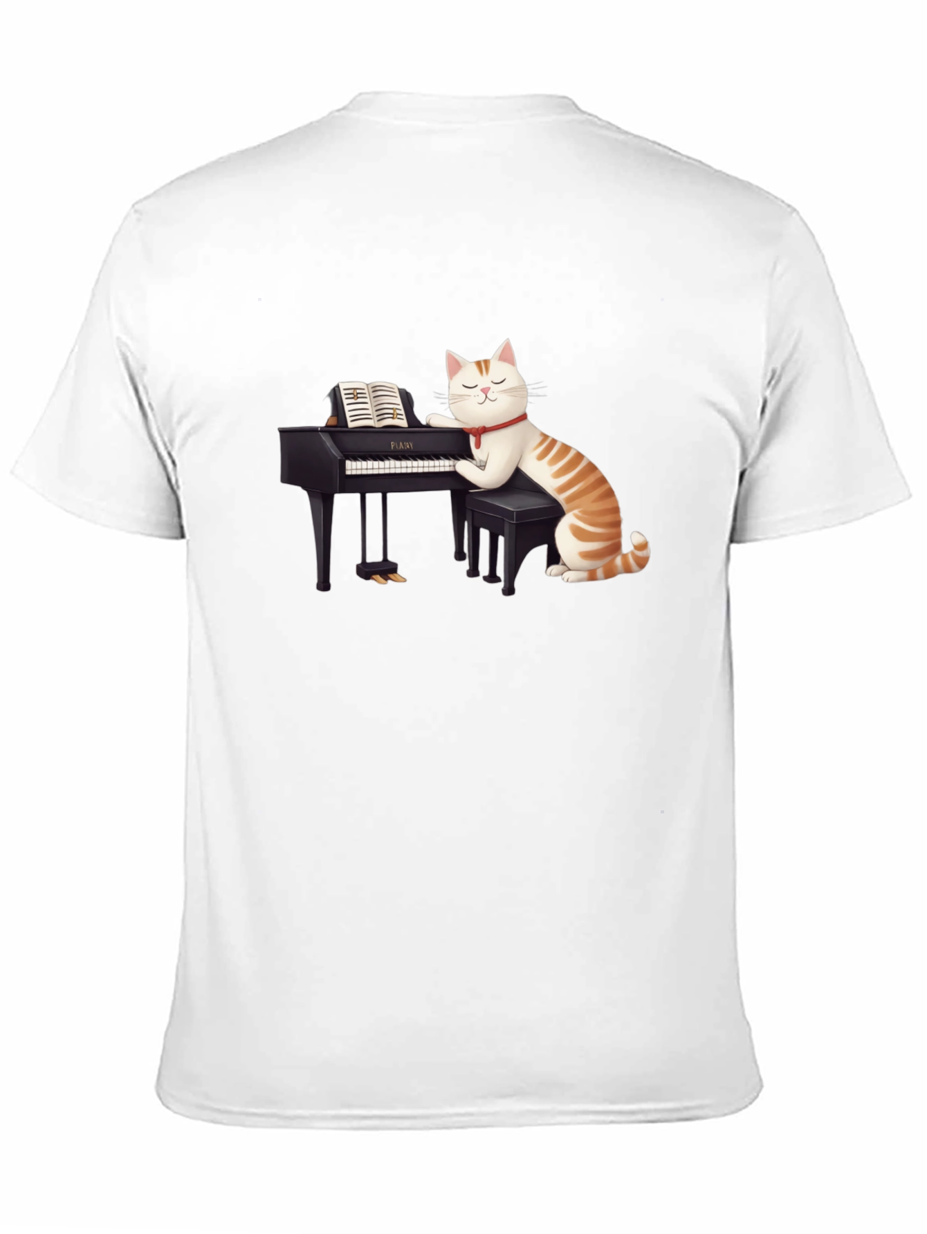 Cat Playing Piano T-Shirt - Unique Graphic Tee