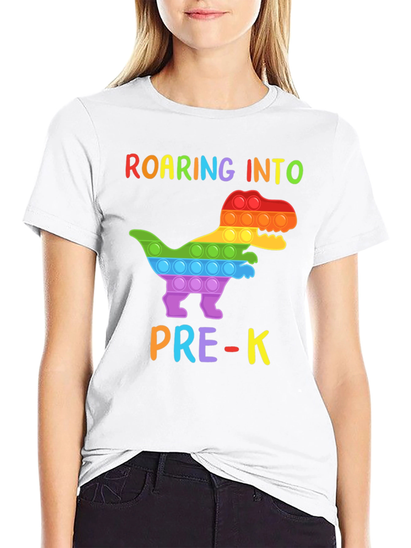 Roaring into Pre-K Dinosaur Pop-It T-Shirt