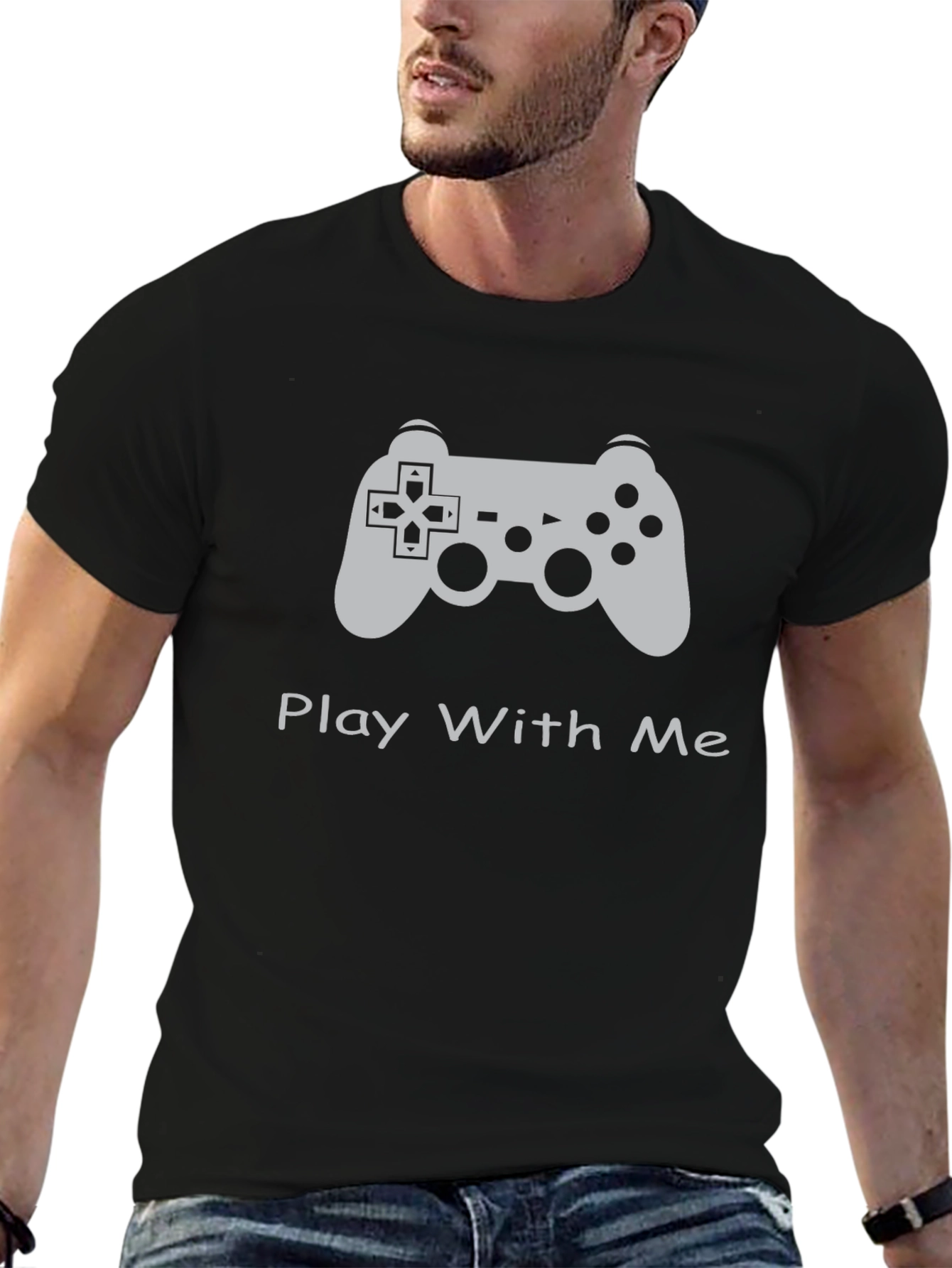 Play With Me Gaming Controller T-Shirt - Black