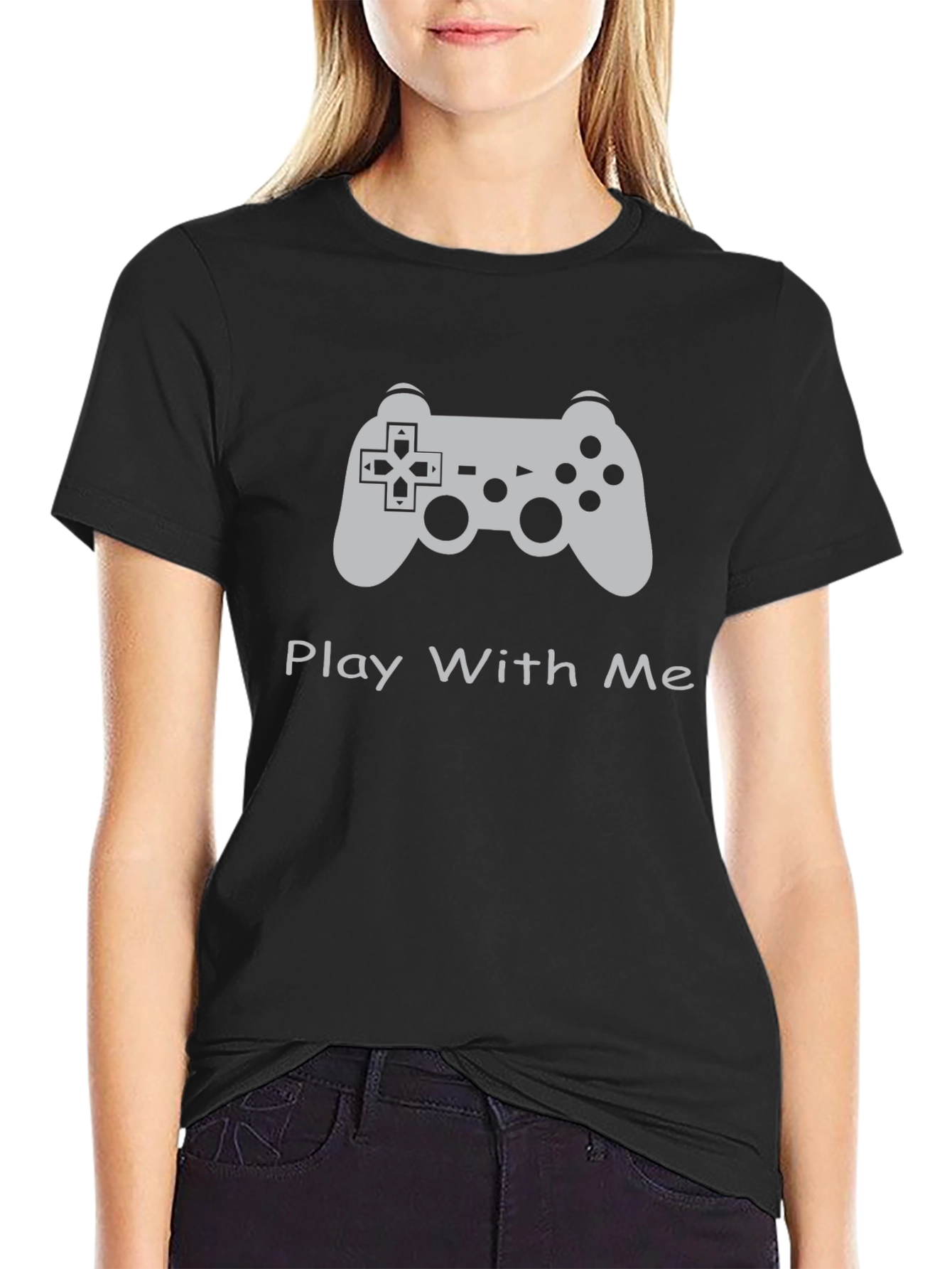 Play With Me Gaming Controller T-Shirt - Black