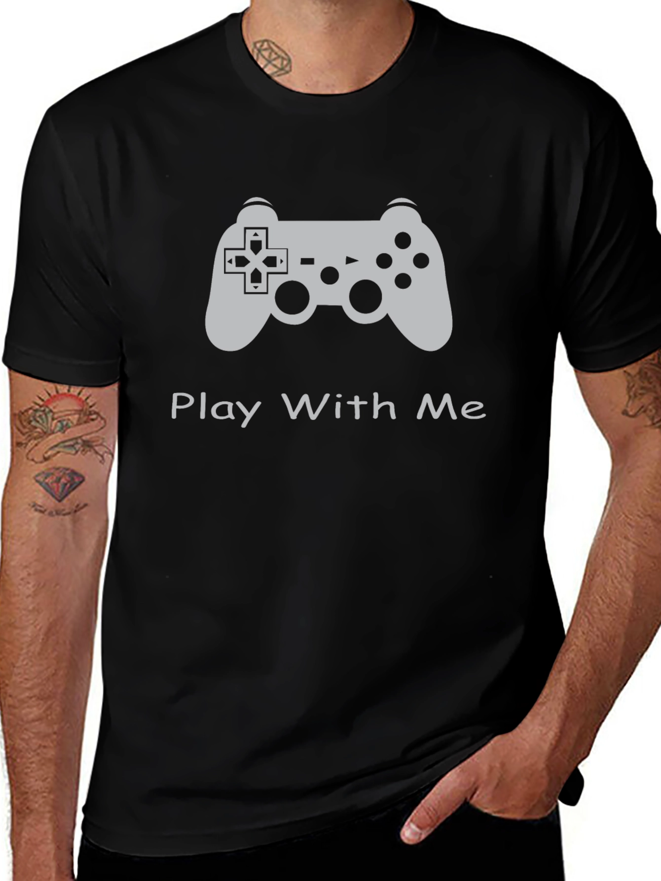Play With Me Gaming Controller T-Shirt - Black