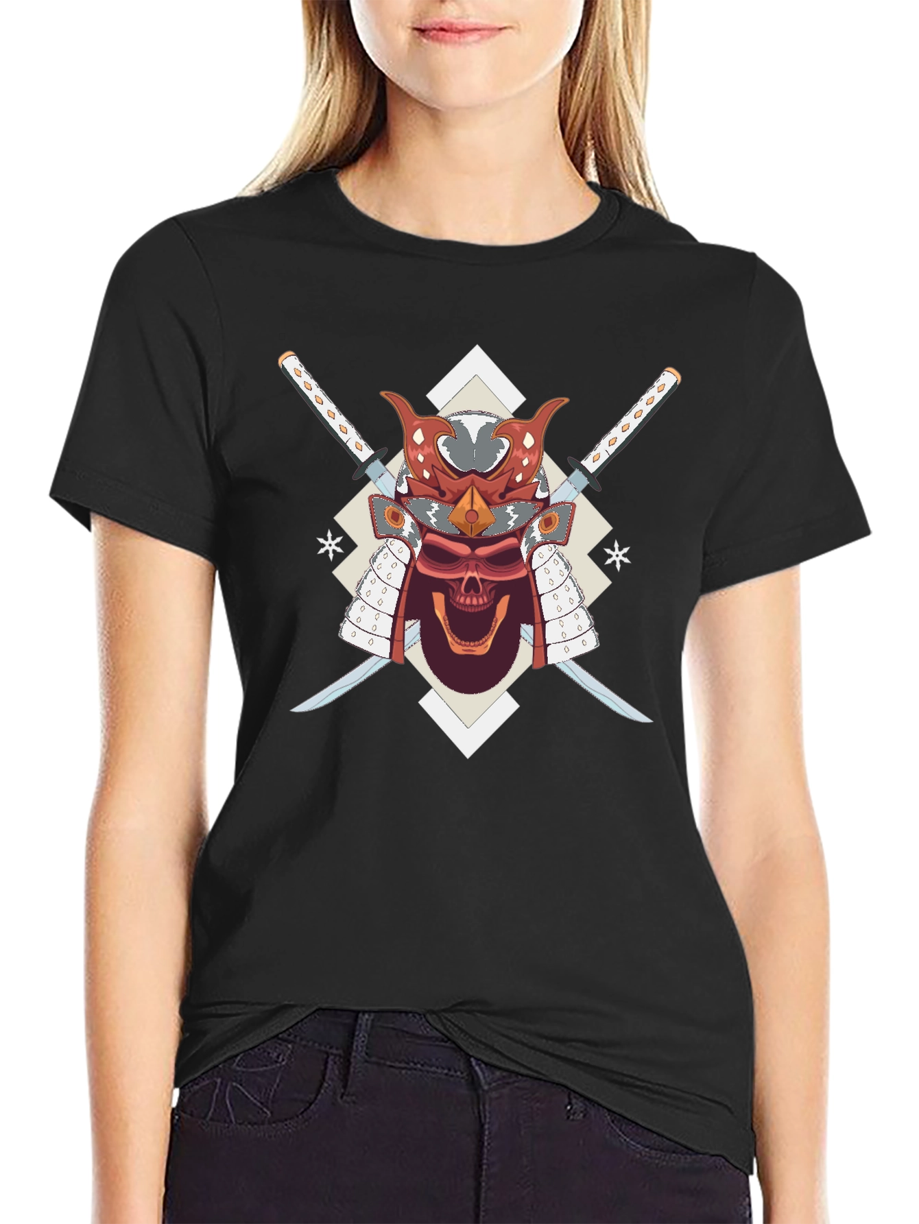 Samurai Skull Graphic Tee - Cool Graphic T-Shirt