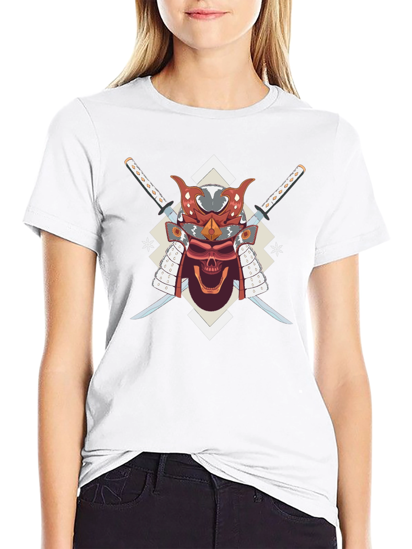 Samurai Skull Graphic Tee - Cool Graphic T-Shirt