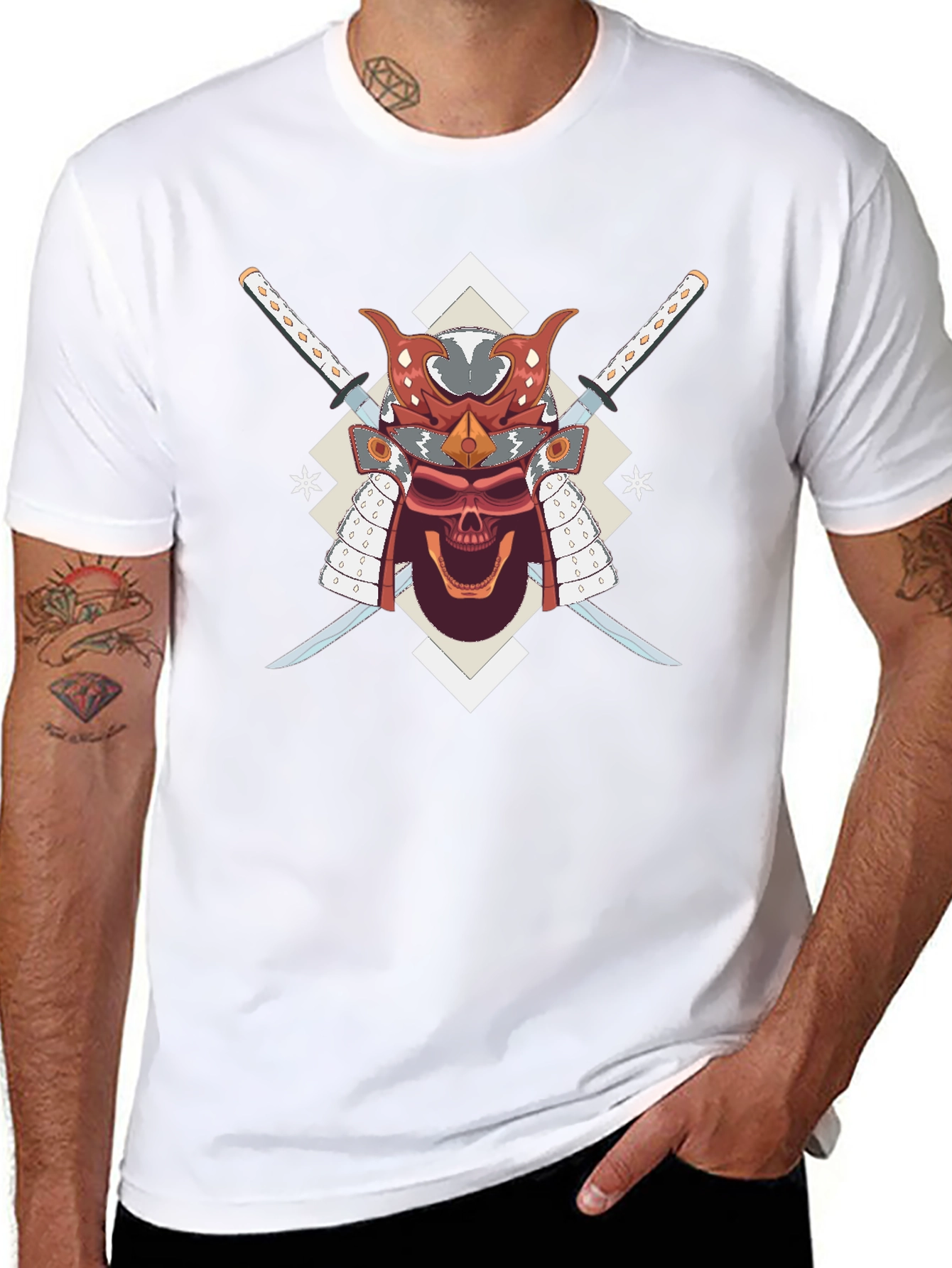 Samurai Skull Graphic Tee - Cool Graphic T-Shirt