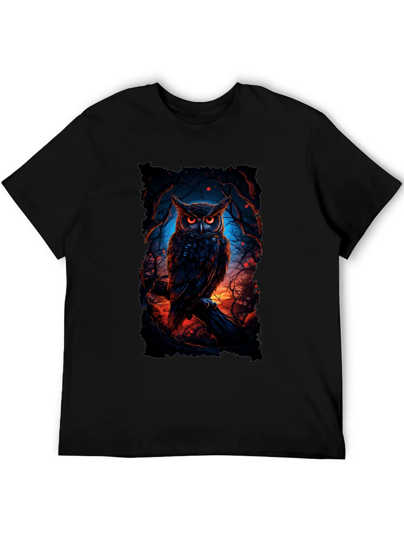 Owl Graphic Black T-Shirt for Men
