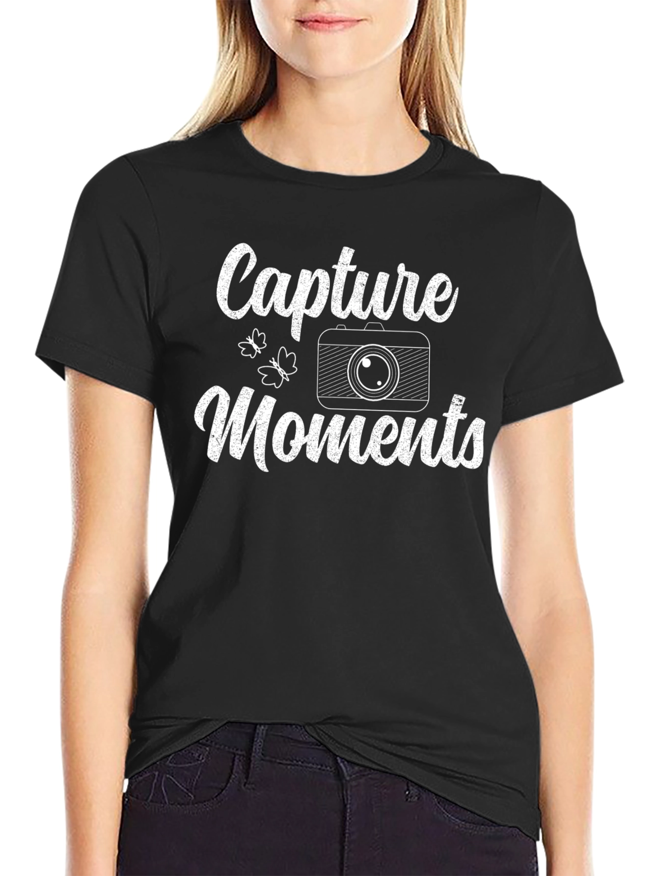 Capture Moments Black Graphic T-Shirt
