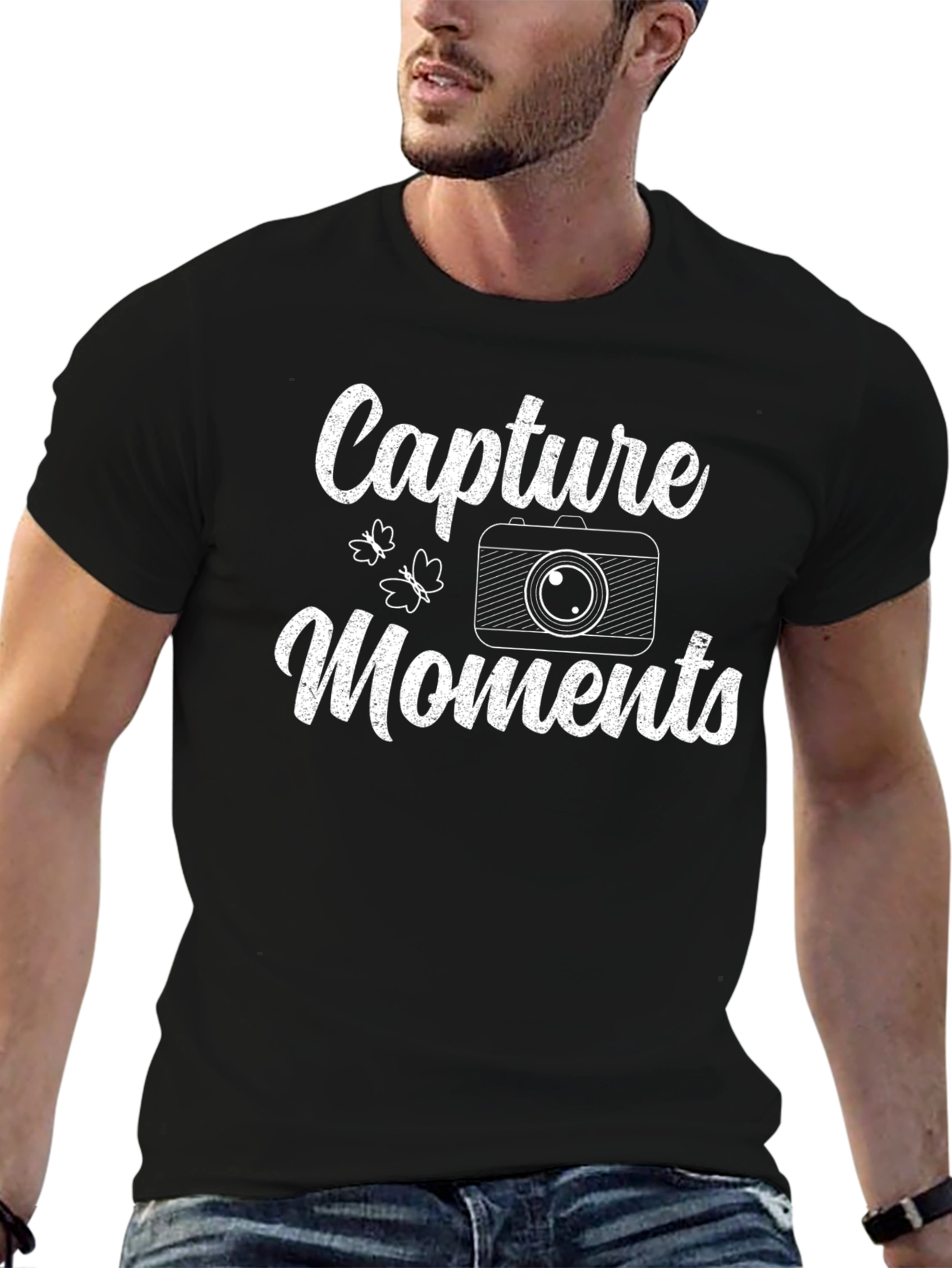Capture Moments Black Graphic T-Shirt