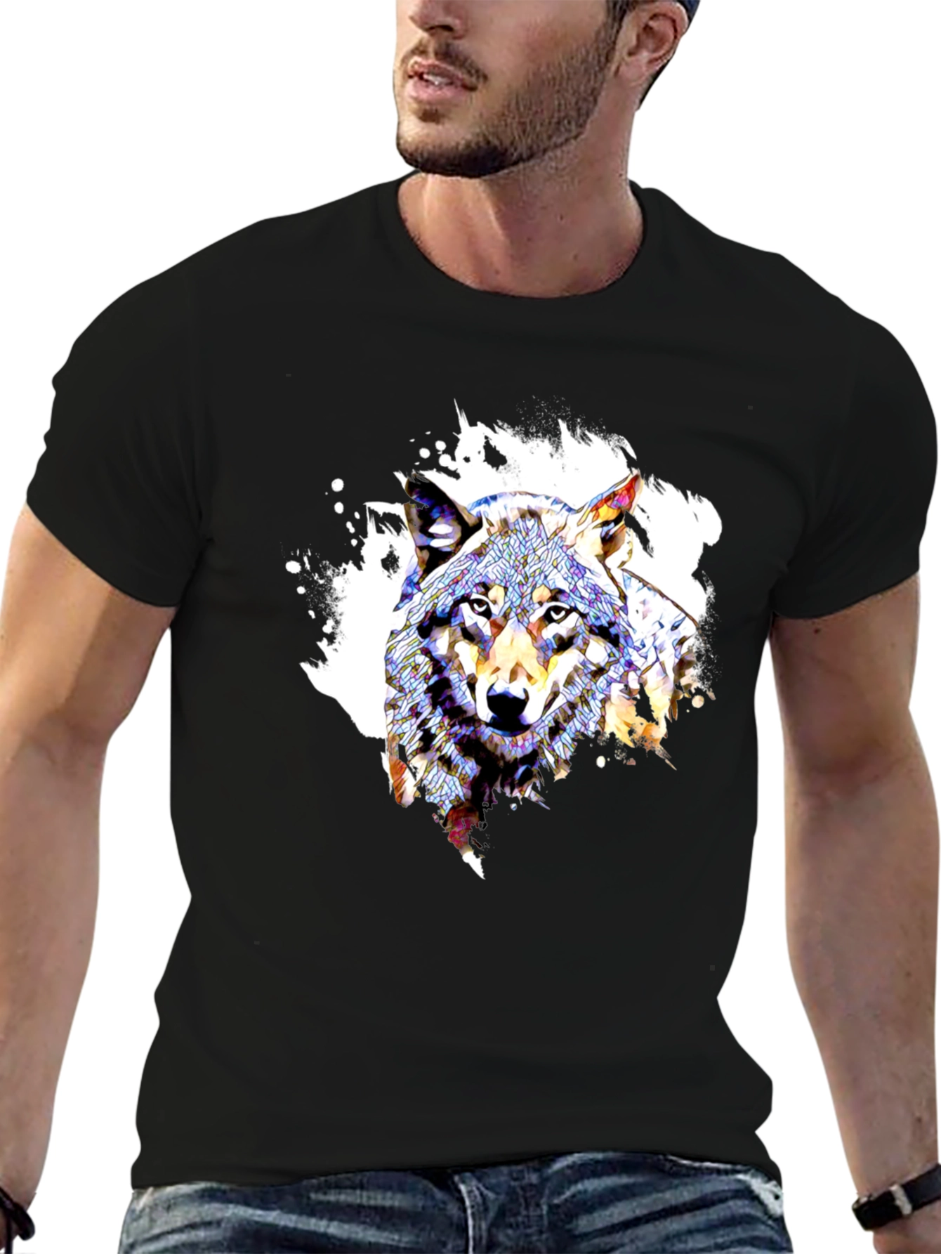 Wolf Graphic Tee - Modern Art Design