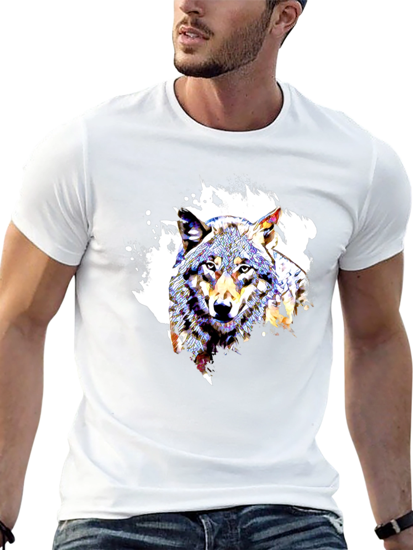 Wolf Graphic Tee - Modern Art Design