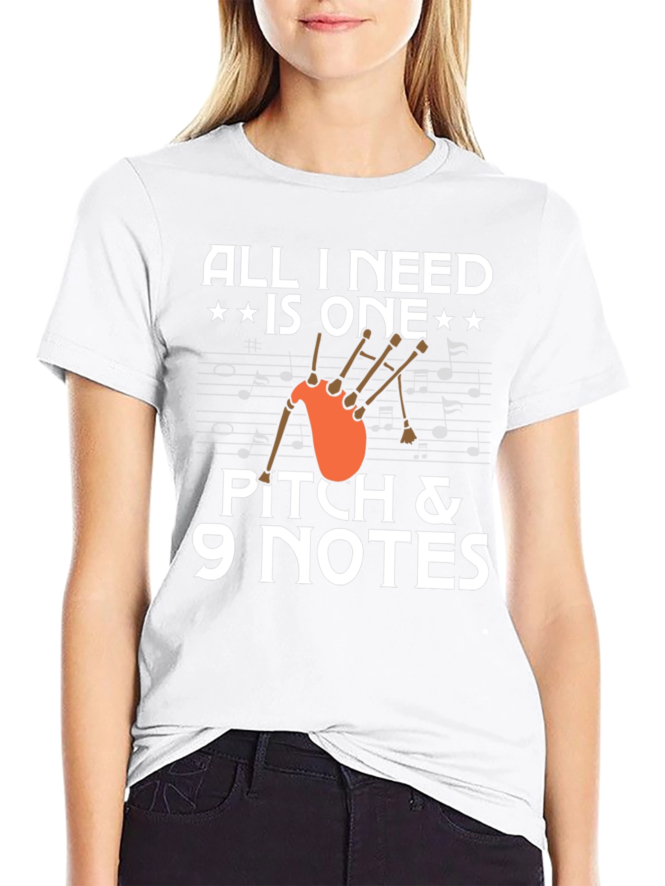 Bagpipe Music T-Shirt - Pitch & 9 Notes